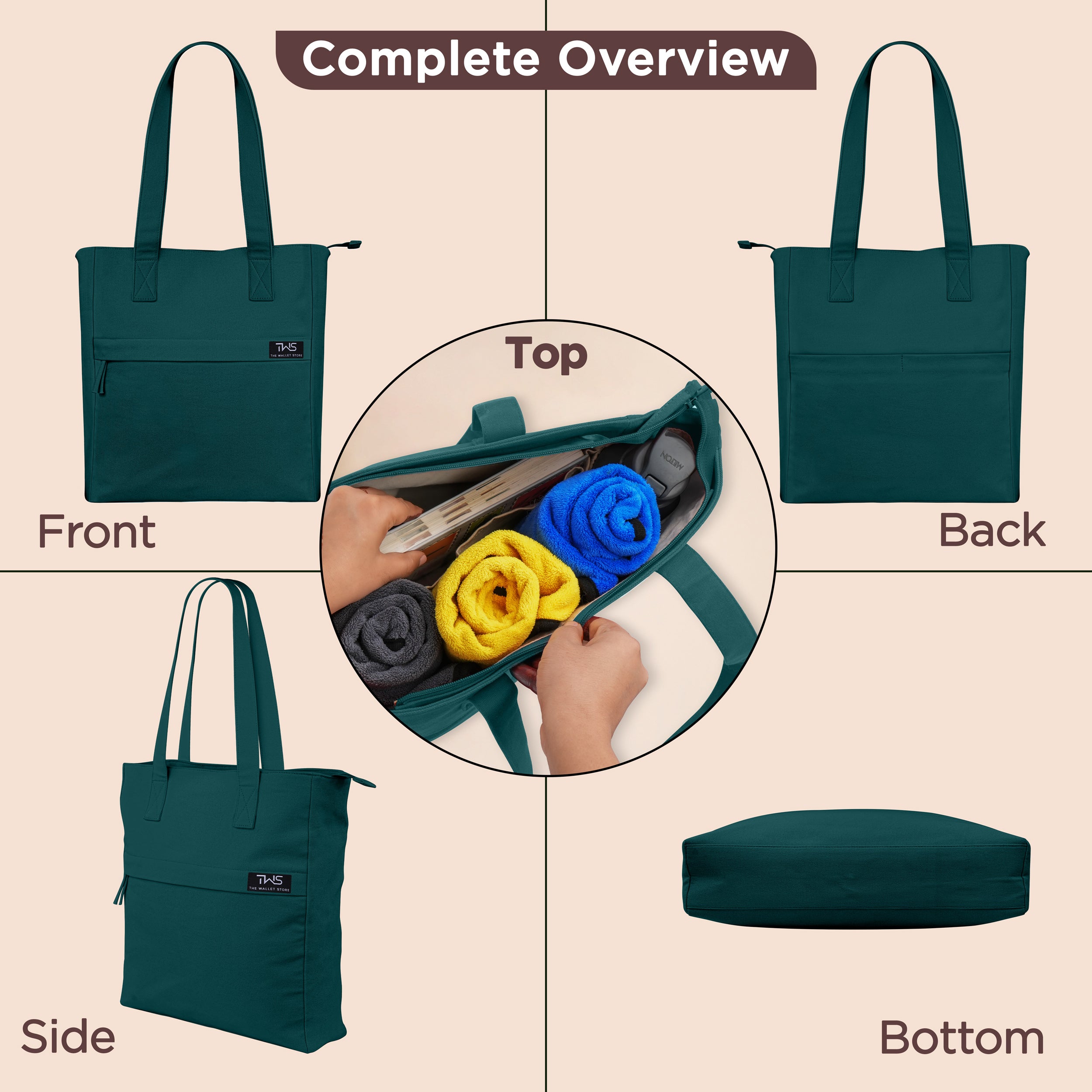 Everyday Vibrant Canvas Tote Bag - Teal