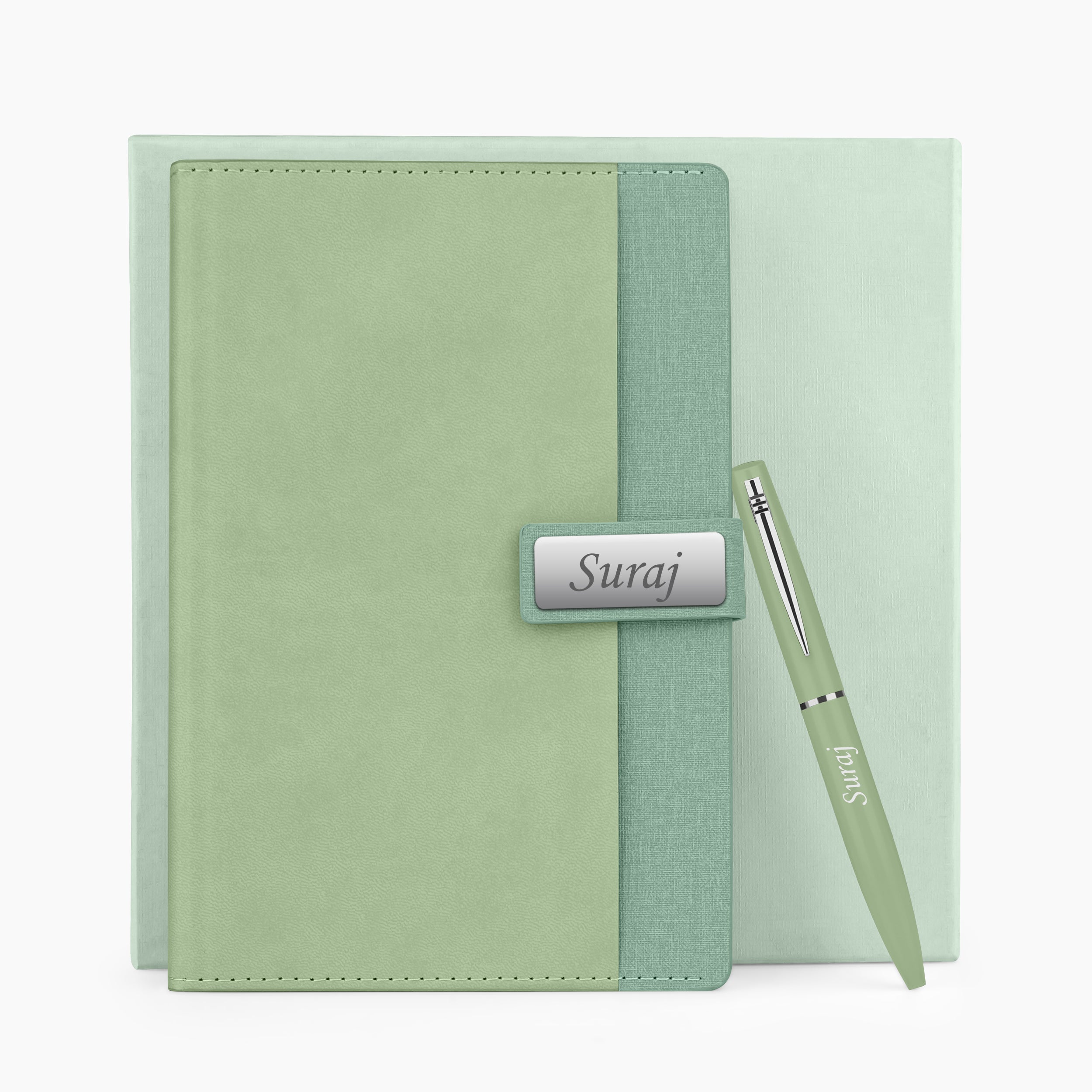 Personalized Shade Sync Diary & Pen Gift Set - Green