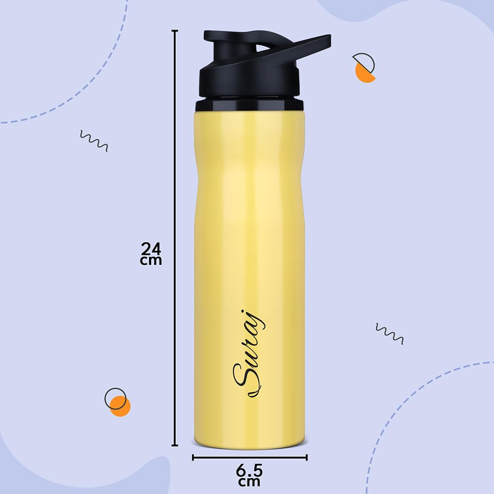 Personalized Neon Stainless Steel Sipper Water Bottle - Yellow