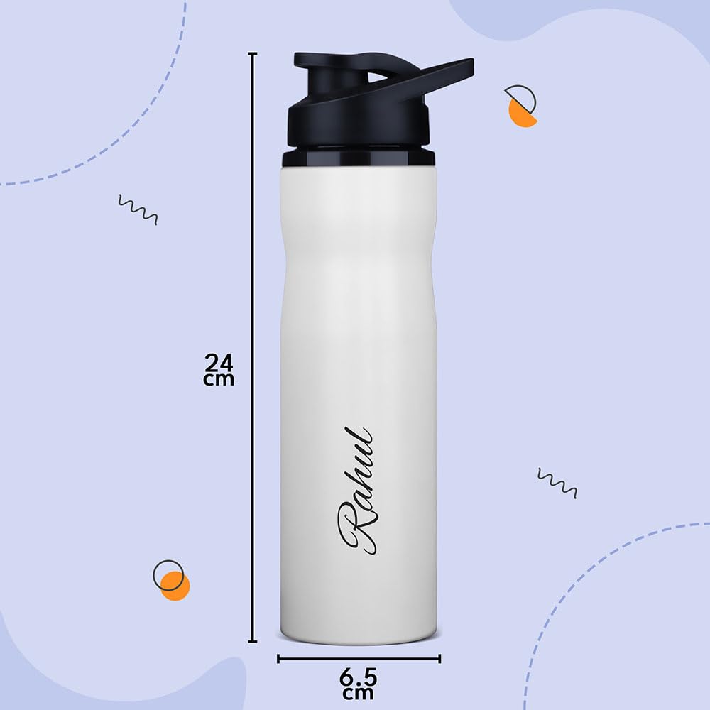 Personalized Neon Stainless Steel Sipper Water Bottle - White