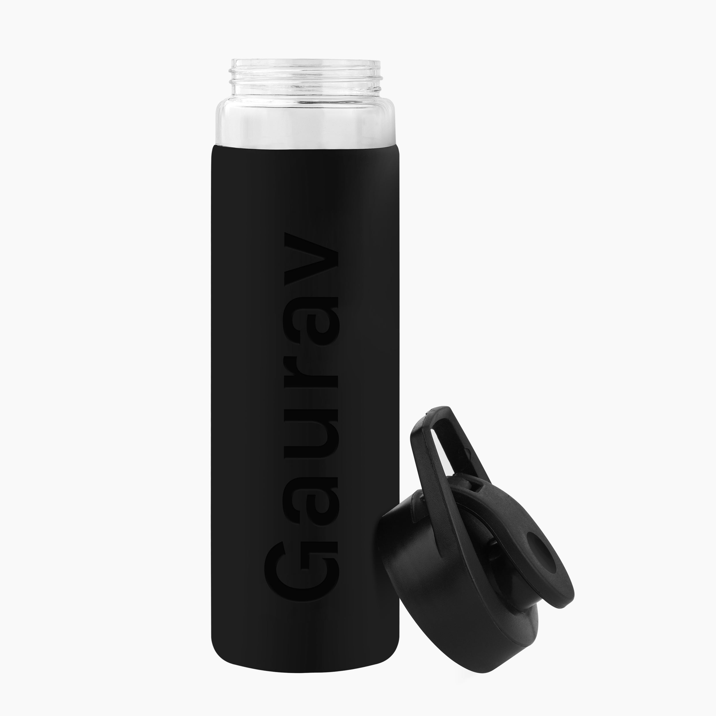 Personalized Pure Wrap Borosilicate Sipper Bottle - Black