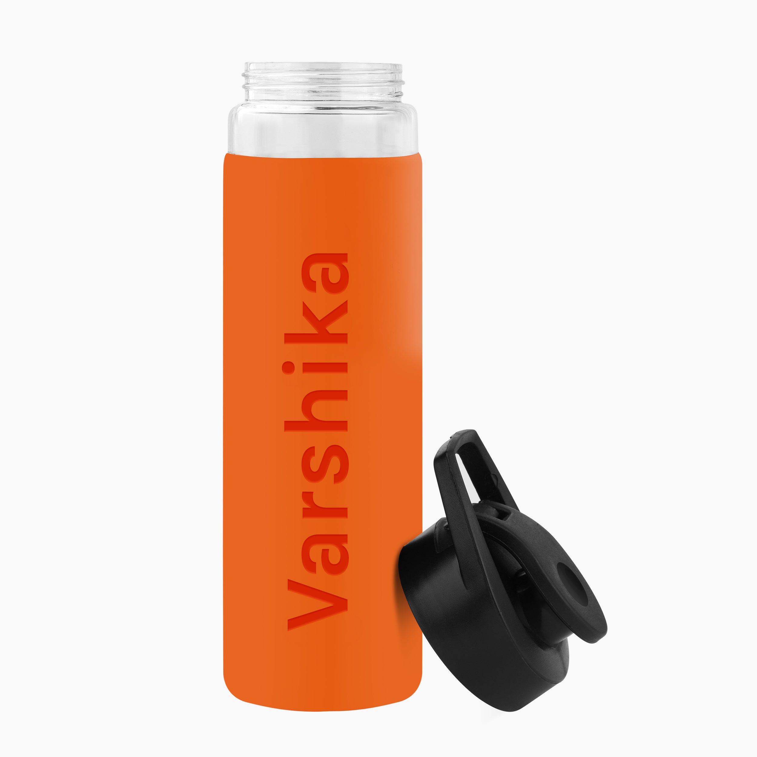 Personalized Pure Wrap Borosilicate Sipper Bottle - Orange