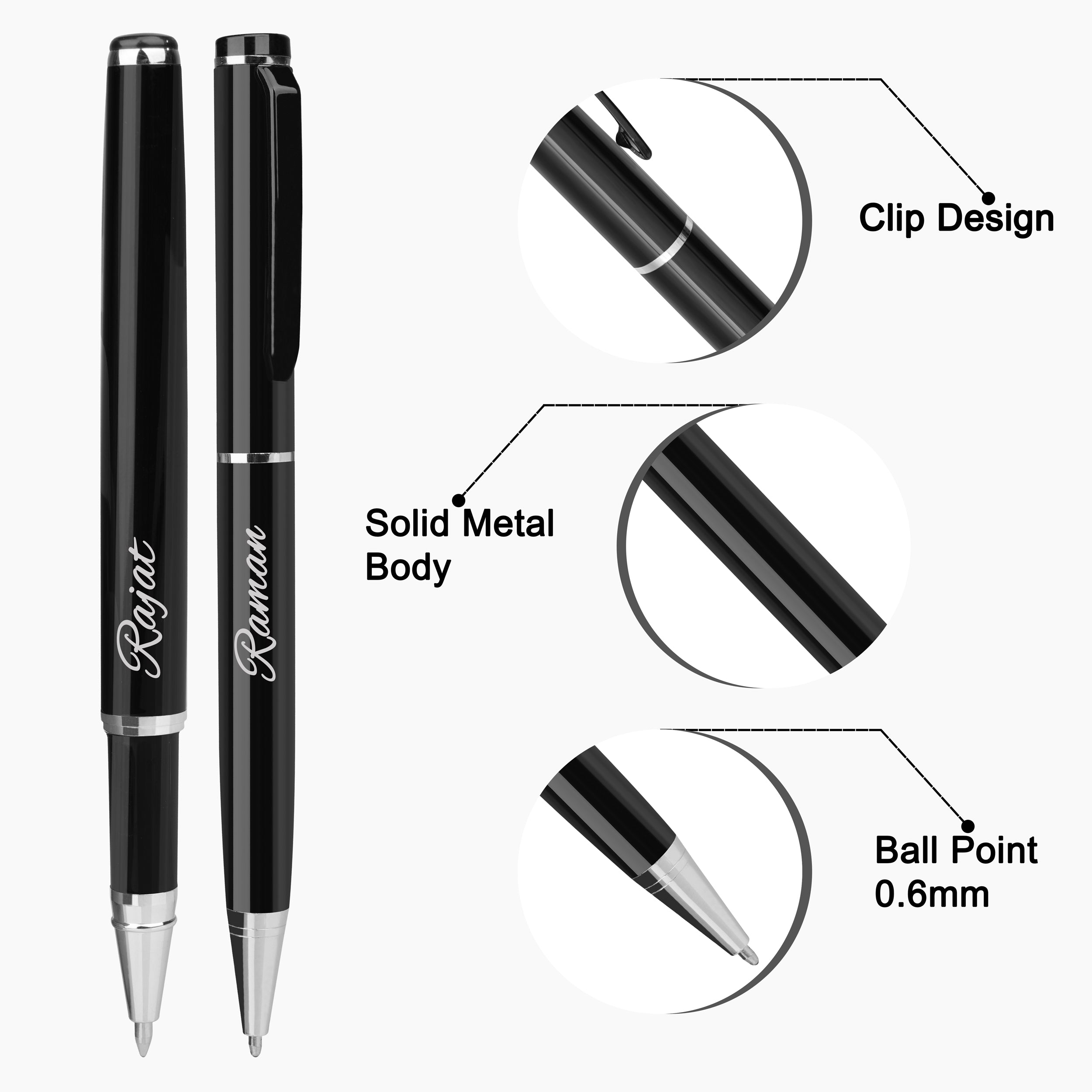 Personalized Bespoke Ball Pen Gift Set - Black