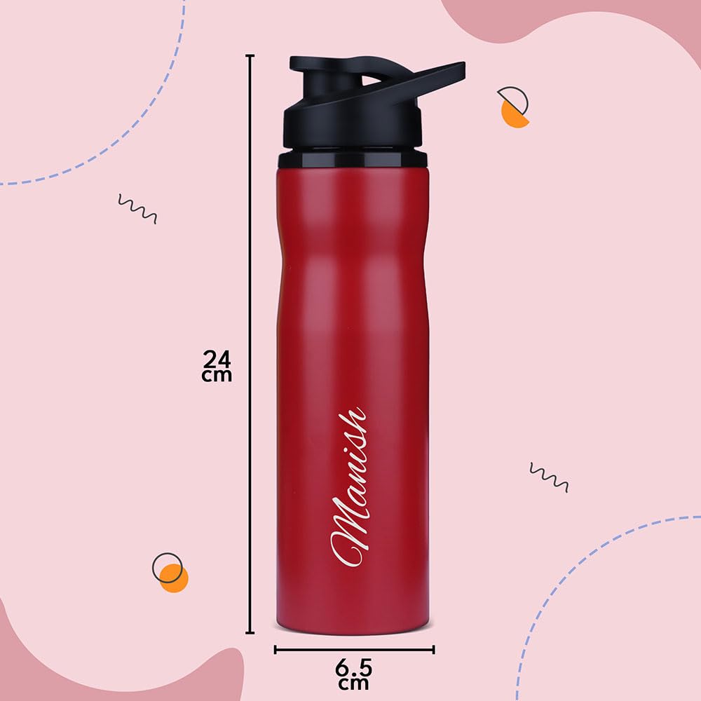 Personalized Neon Stainless Steel Sipper Water Bottle - Red