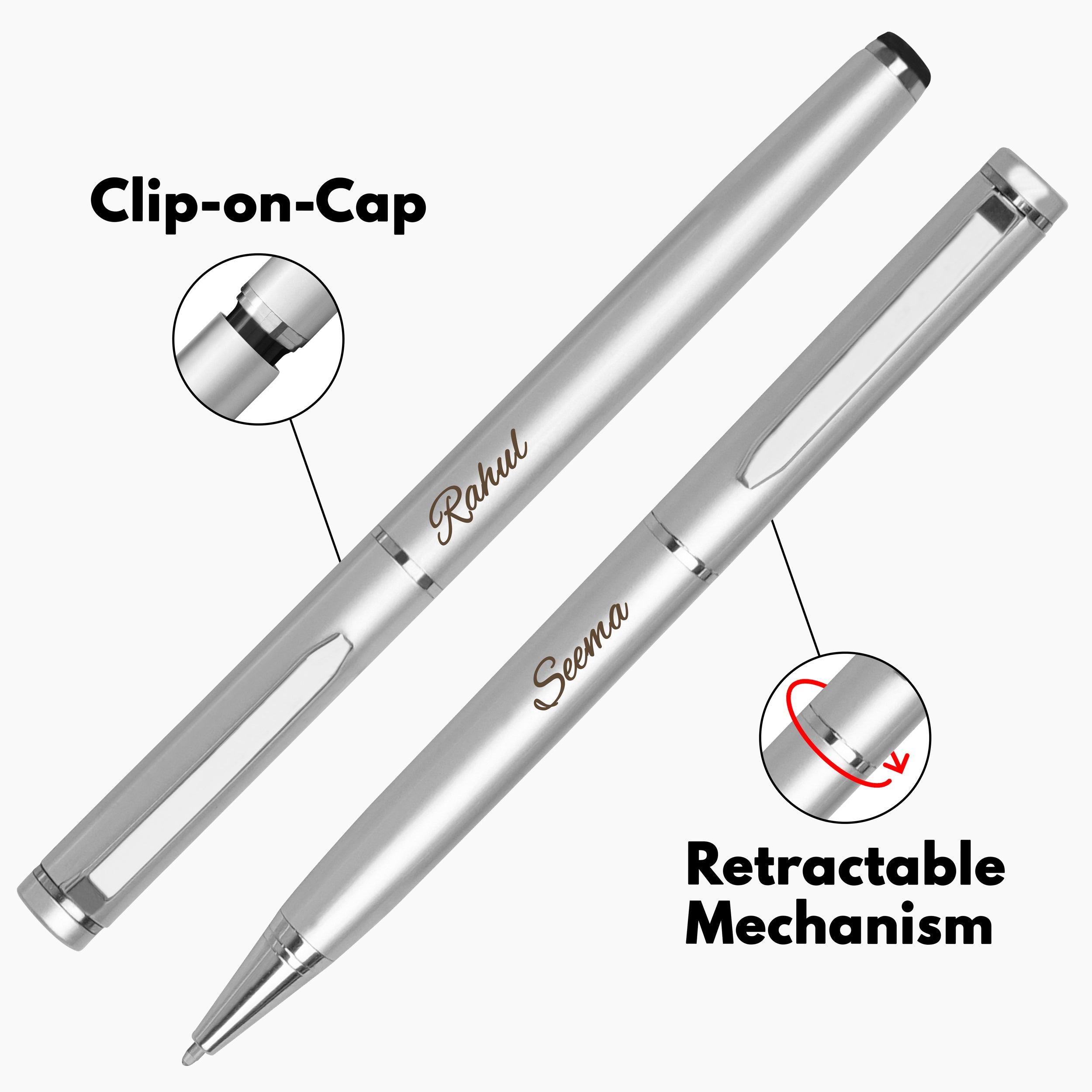 Personalized Bespoke Ball Pen Gift Set - Silver