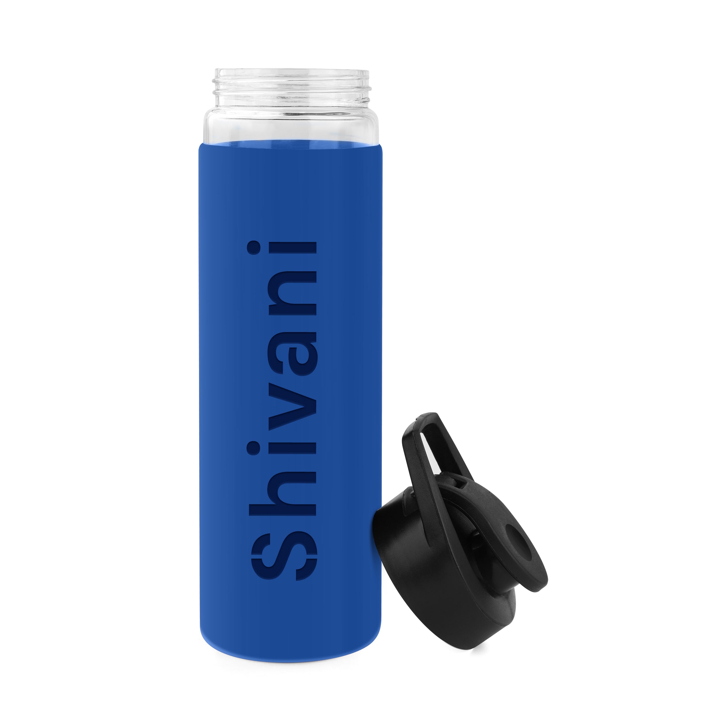 Personalized Pure Wrap Borosilicate Sipper Bottle - Blue