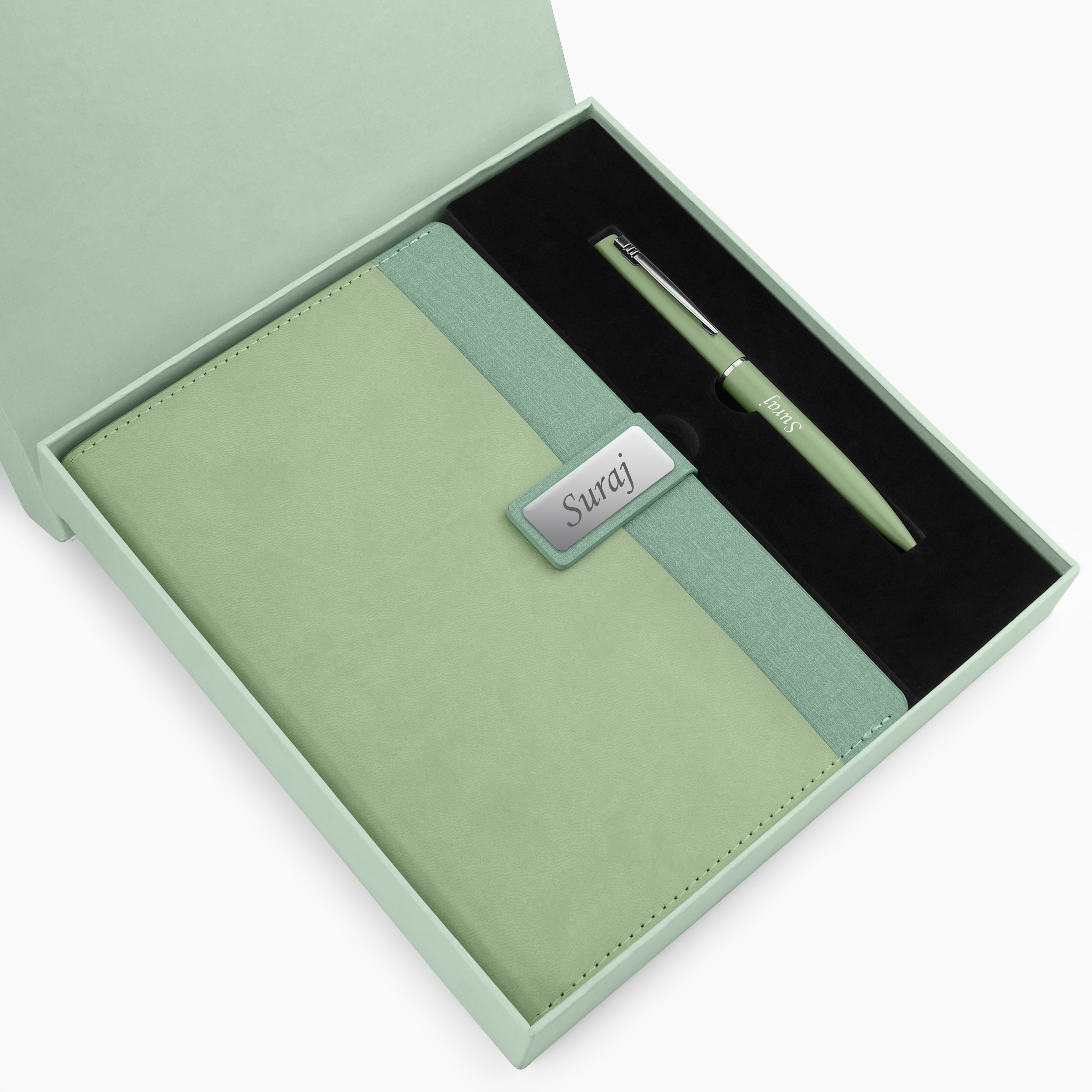 Personalized Shade Sync Diary & Pen Gift Set - Green