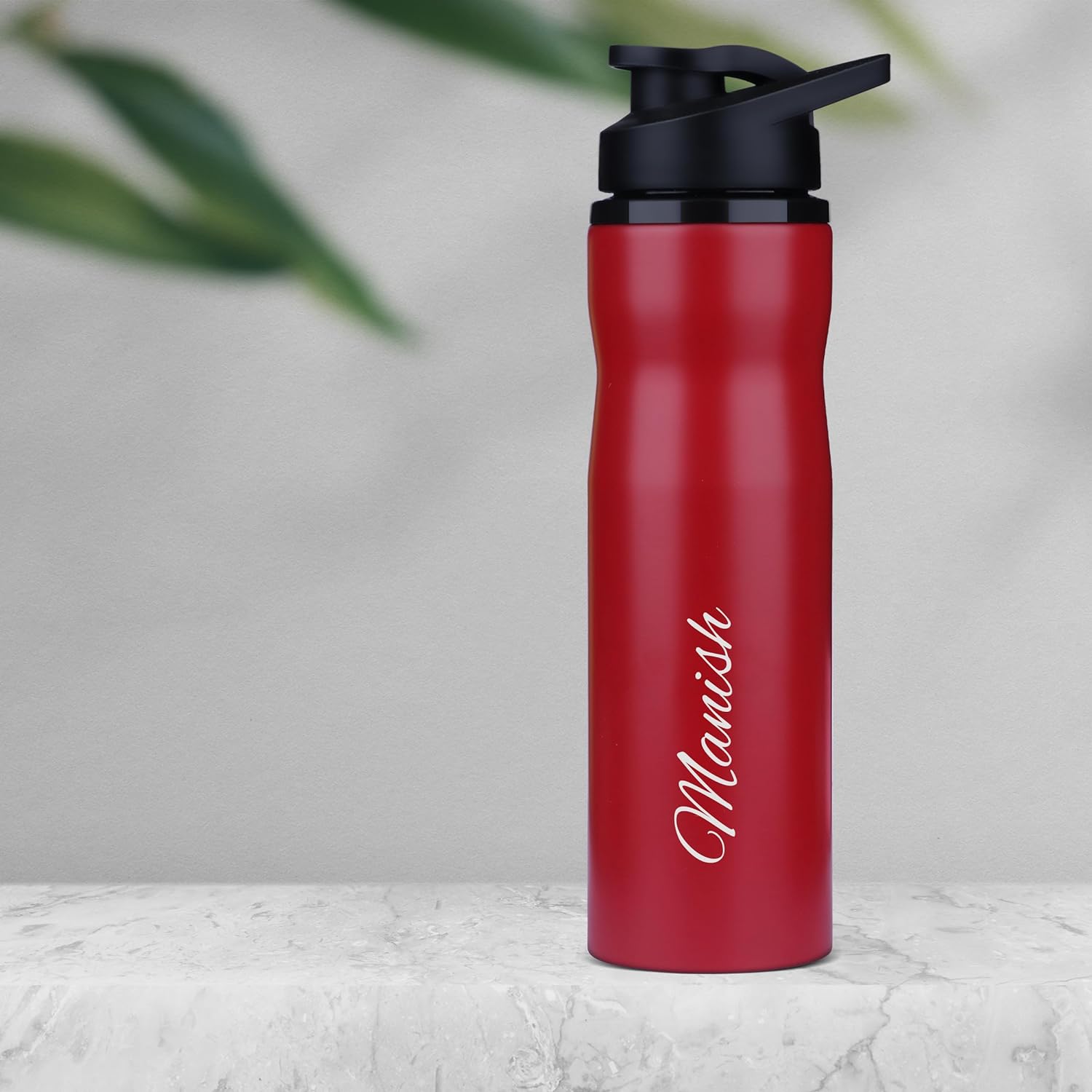 Personalized Neon Stainless Steel Sipper Water Bottle - Red