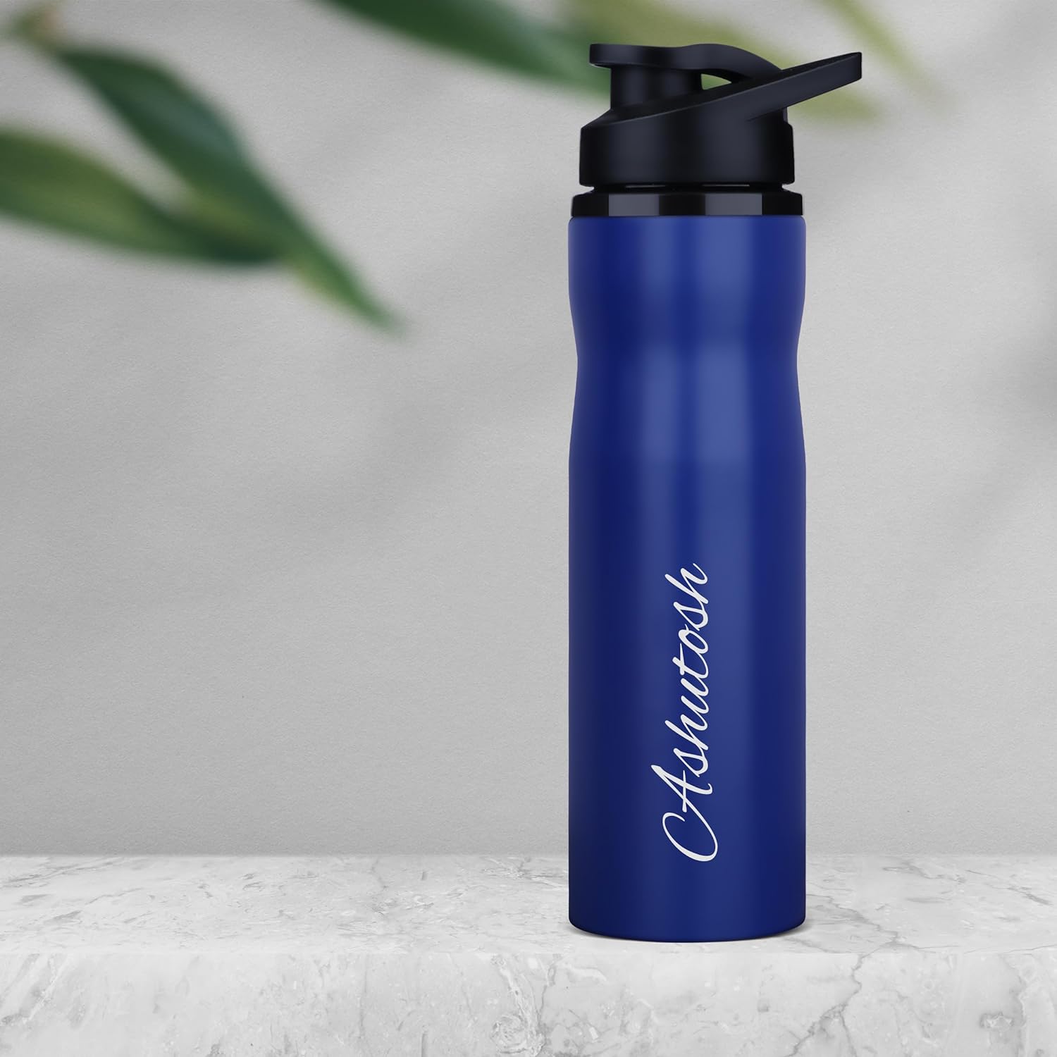 Personalized Neon Stainless Steel Sipper Water Bottle - Blue