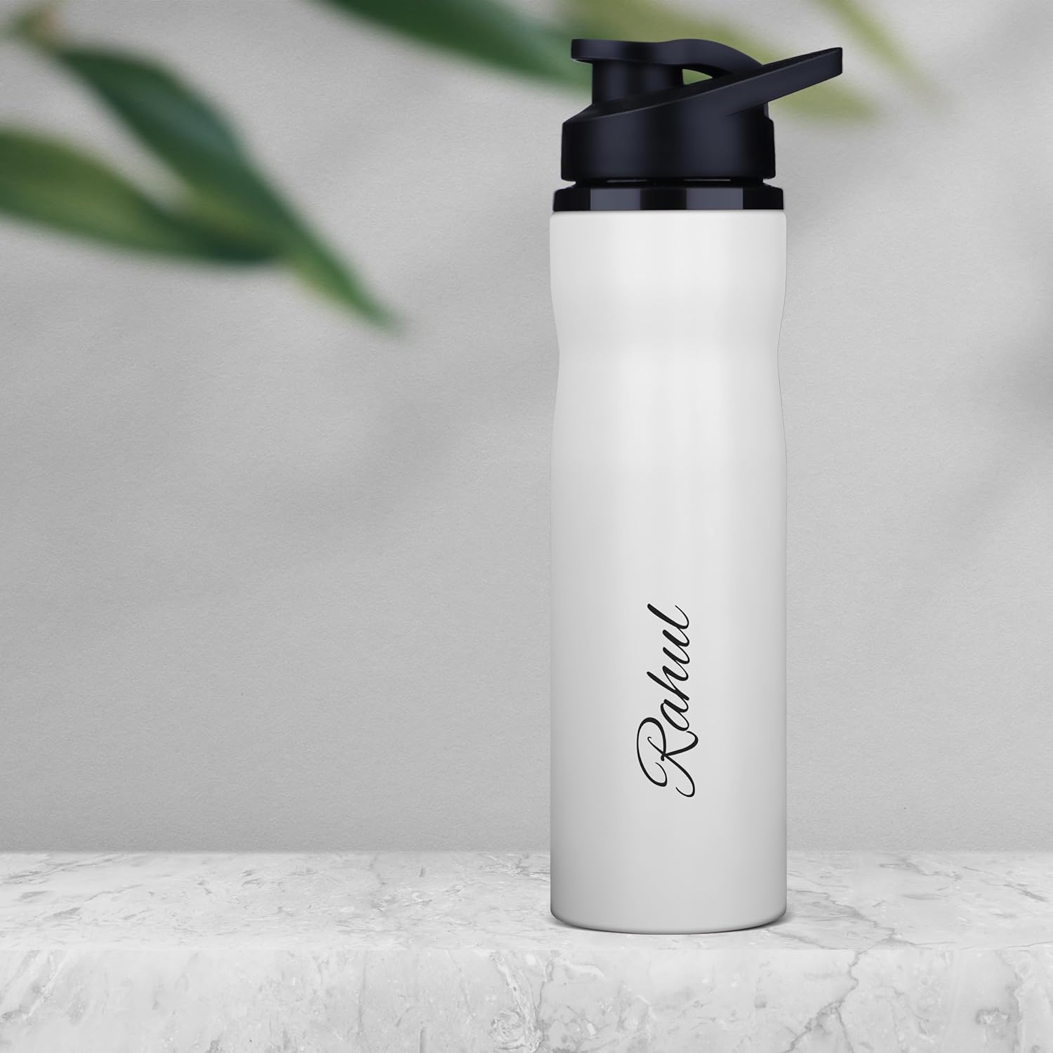 Personalized Neon Stainless Steel Sipper Water Bottle - White