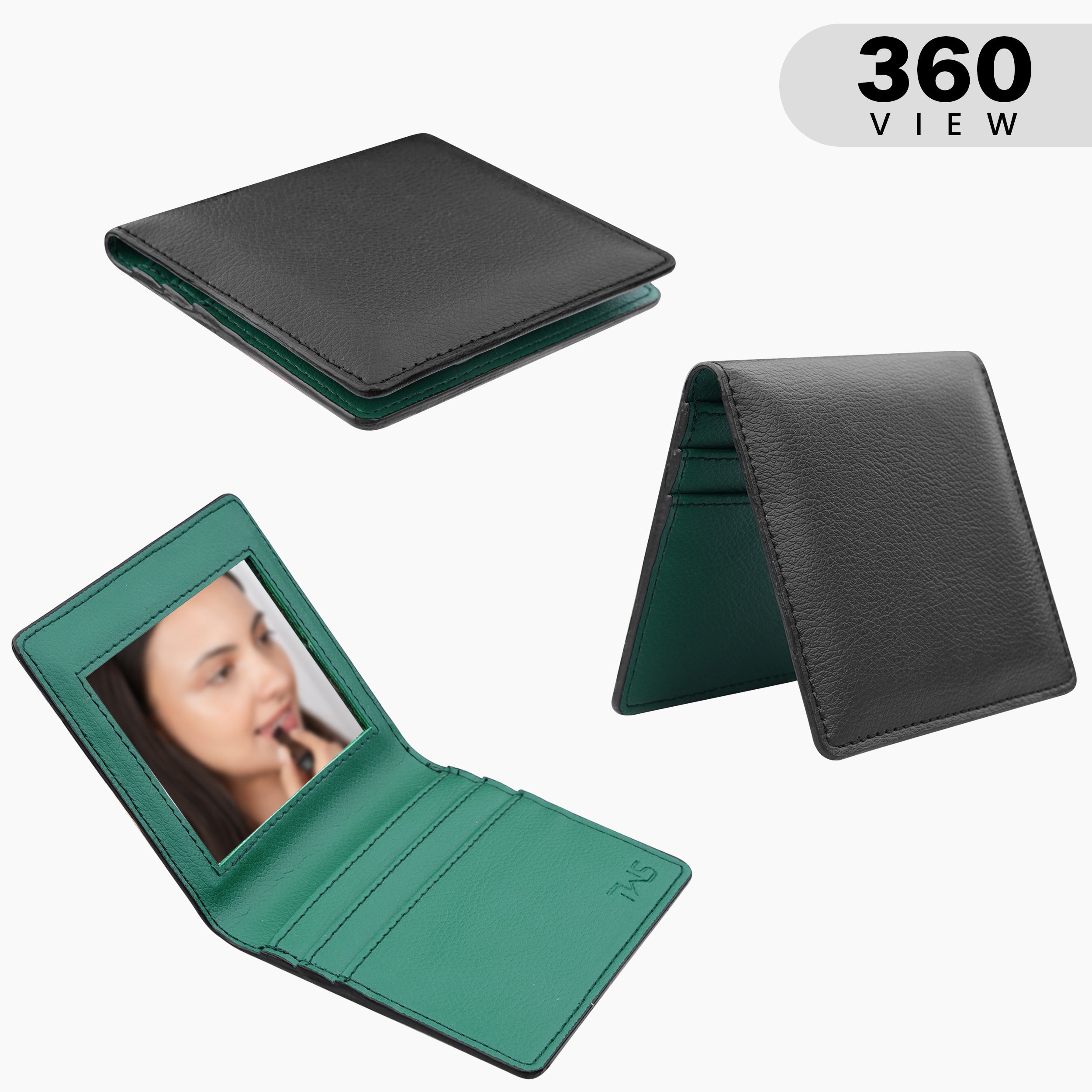 Glimmer Glow Mirror Wallet For Her | Black-Green