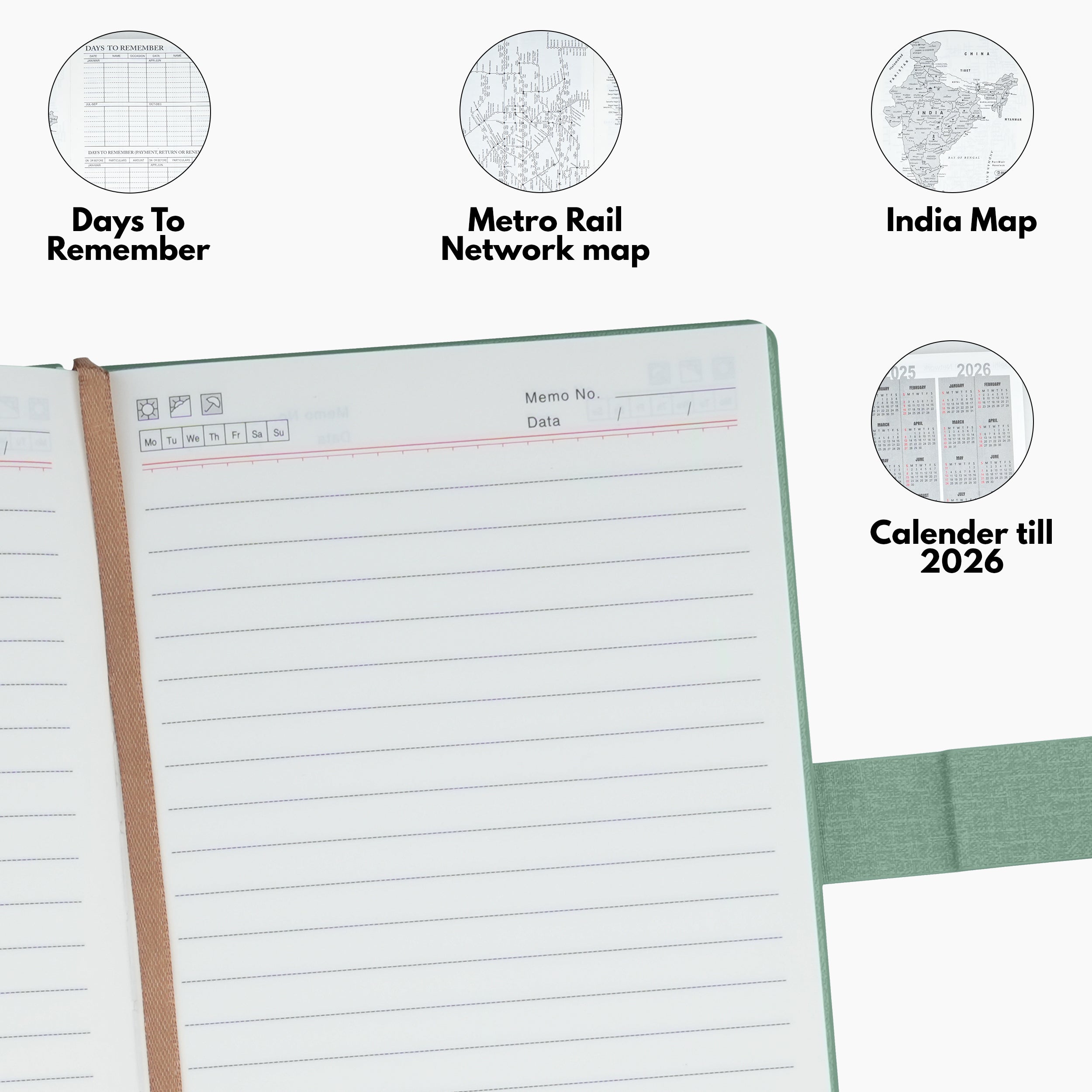 Personalized Shade Sync Diary & Pen Gift Set - Green