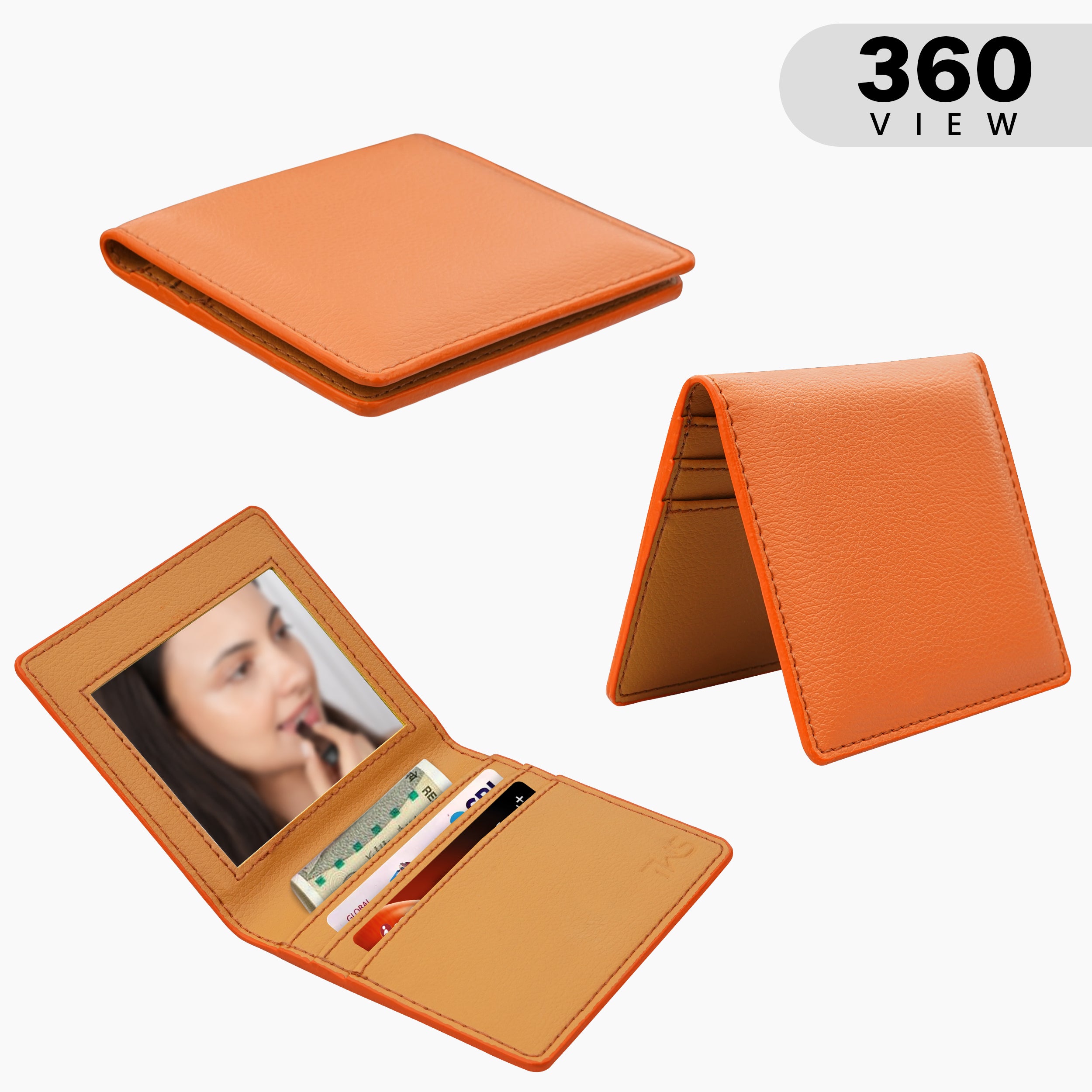 Glimmer Glow Mirror Wallet For Her | Orange