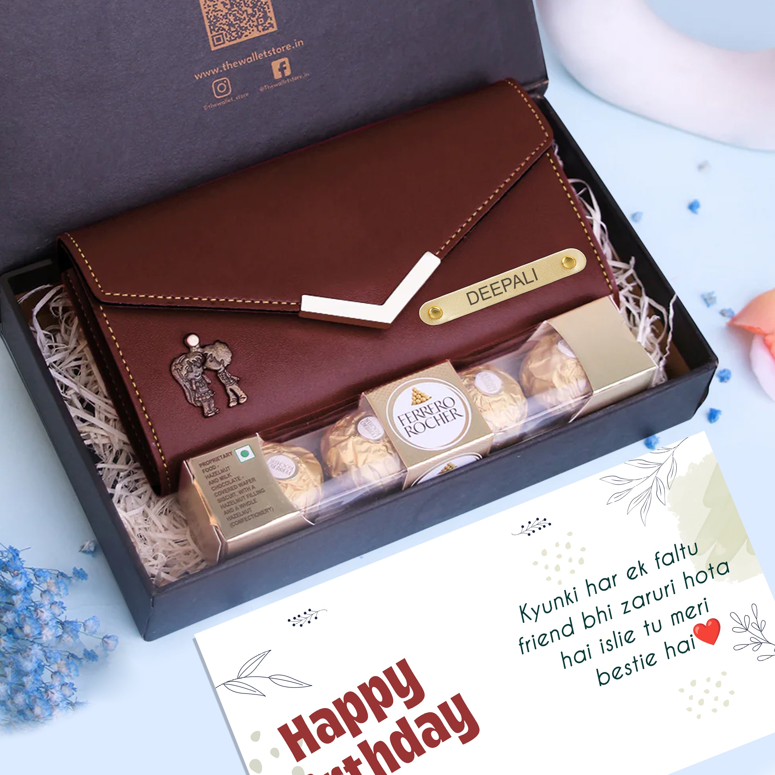 Personalized Premium Leather Clutch & Chocolate Gift Set