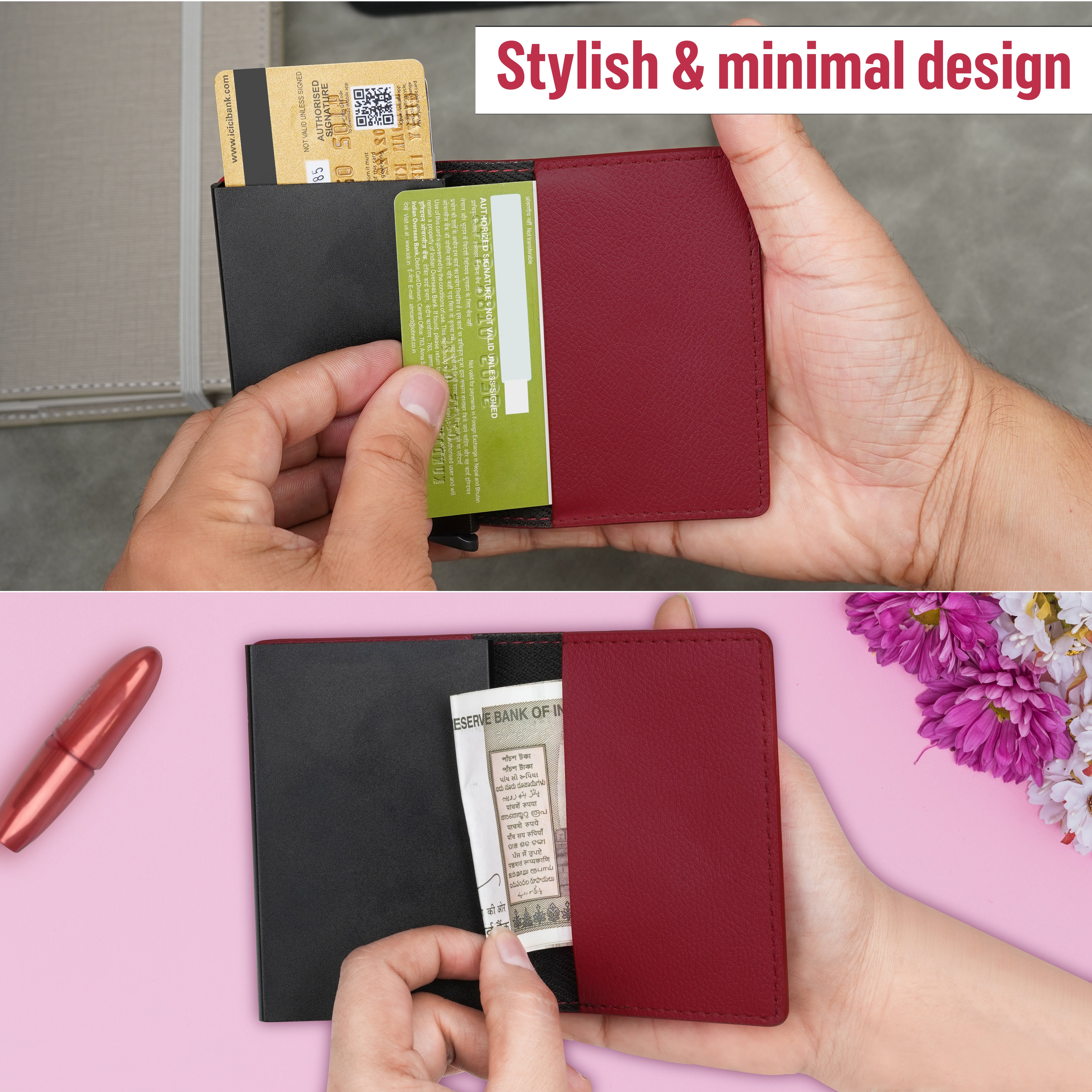 Vivid Vault RFID Protected Metal Cardholder - Maroon