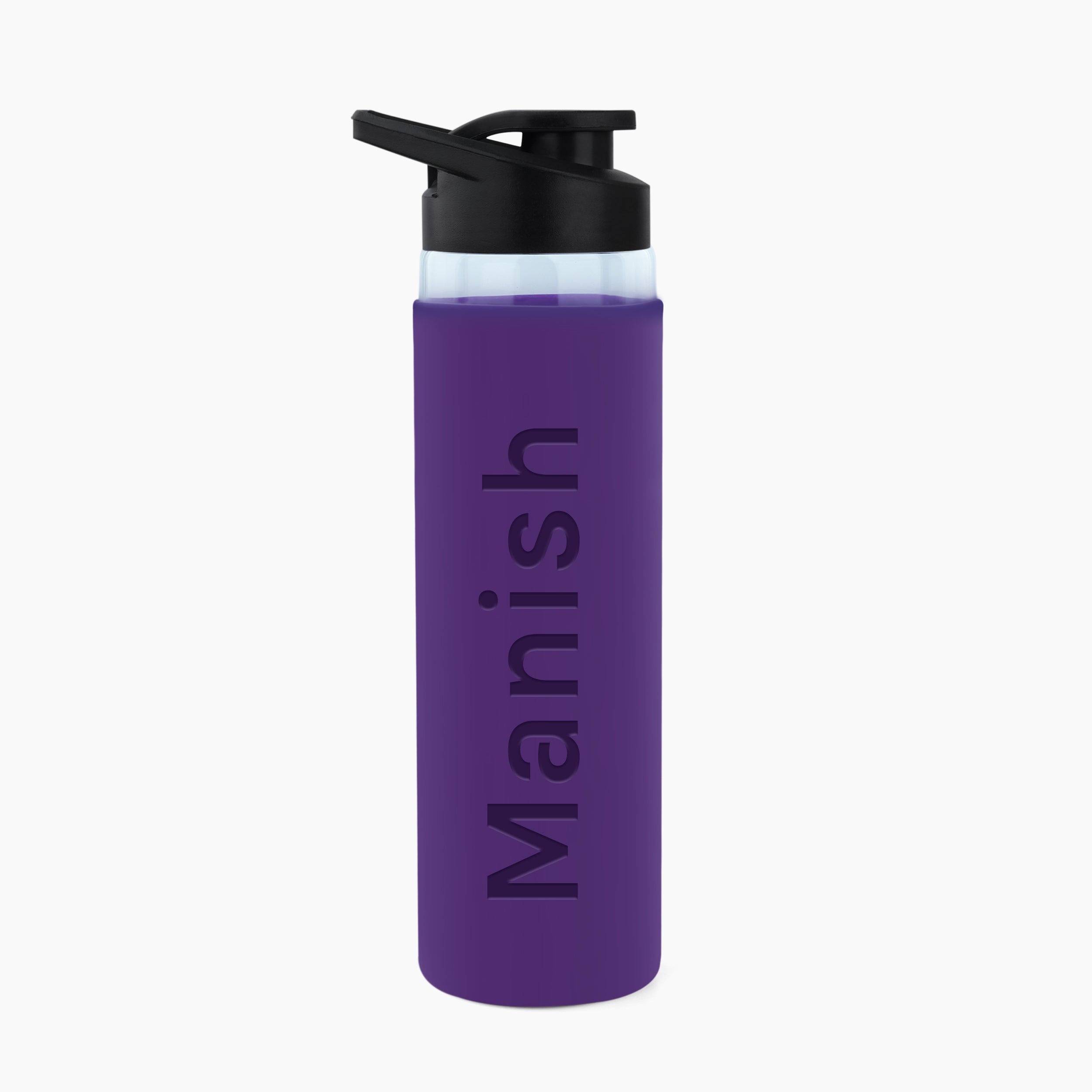 Personalized Pure Wrap Borosilicate Sipper Bottle - Purple