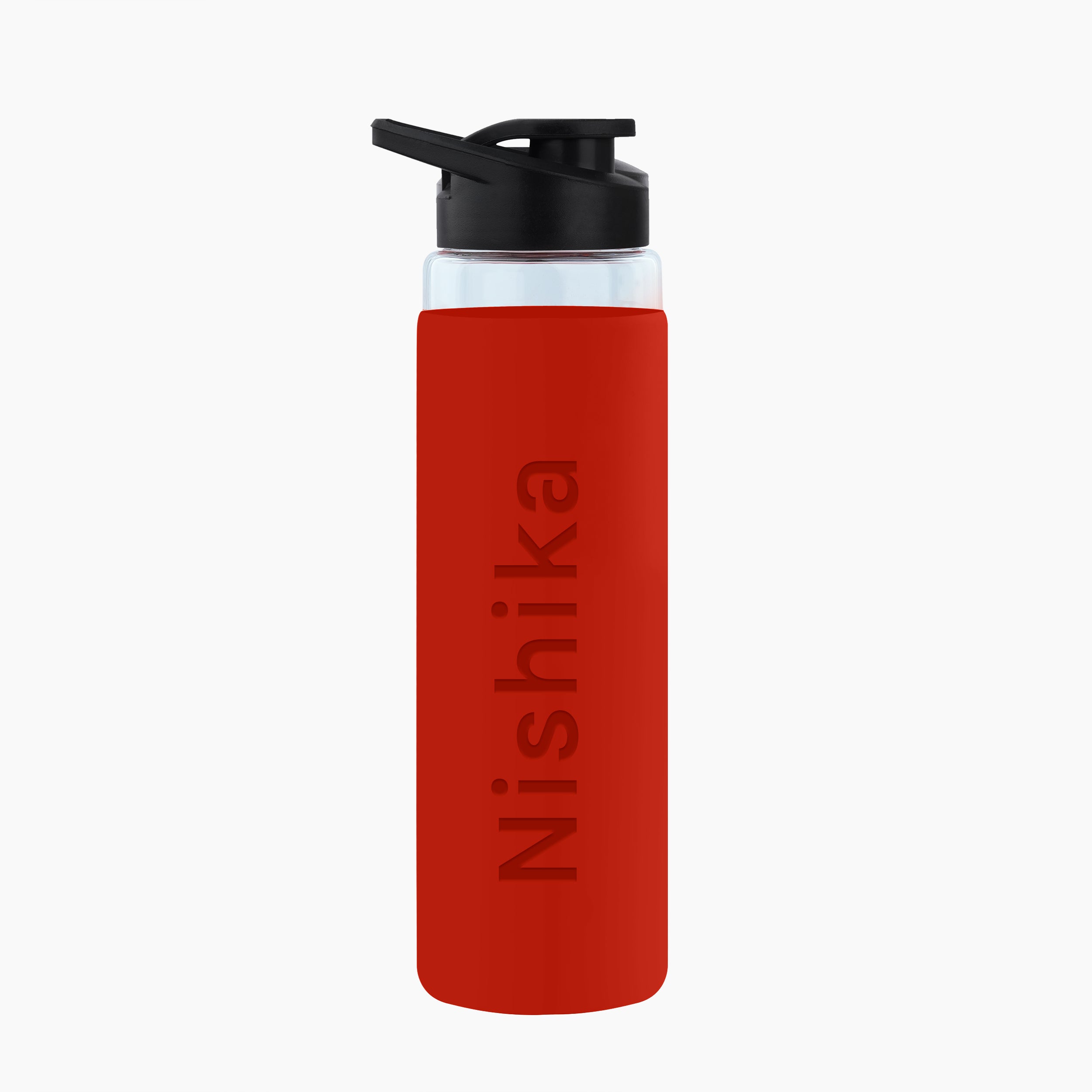 Personalized Pure Wrap Borosilicate Sipper Bottle - Red