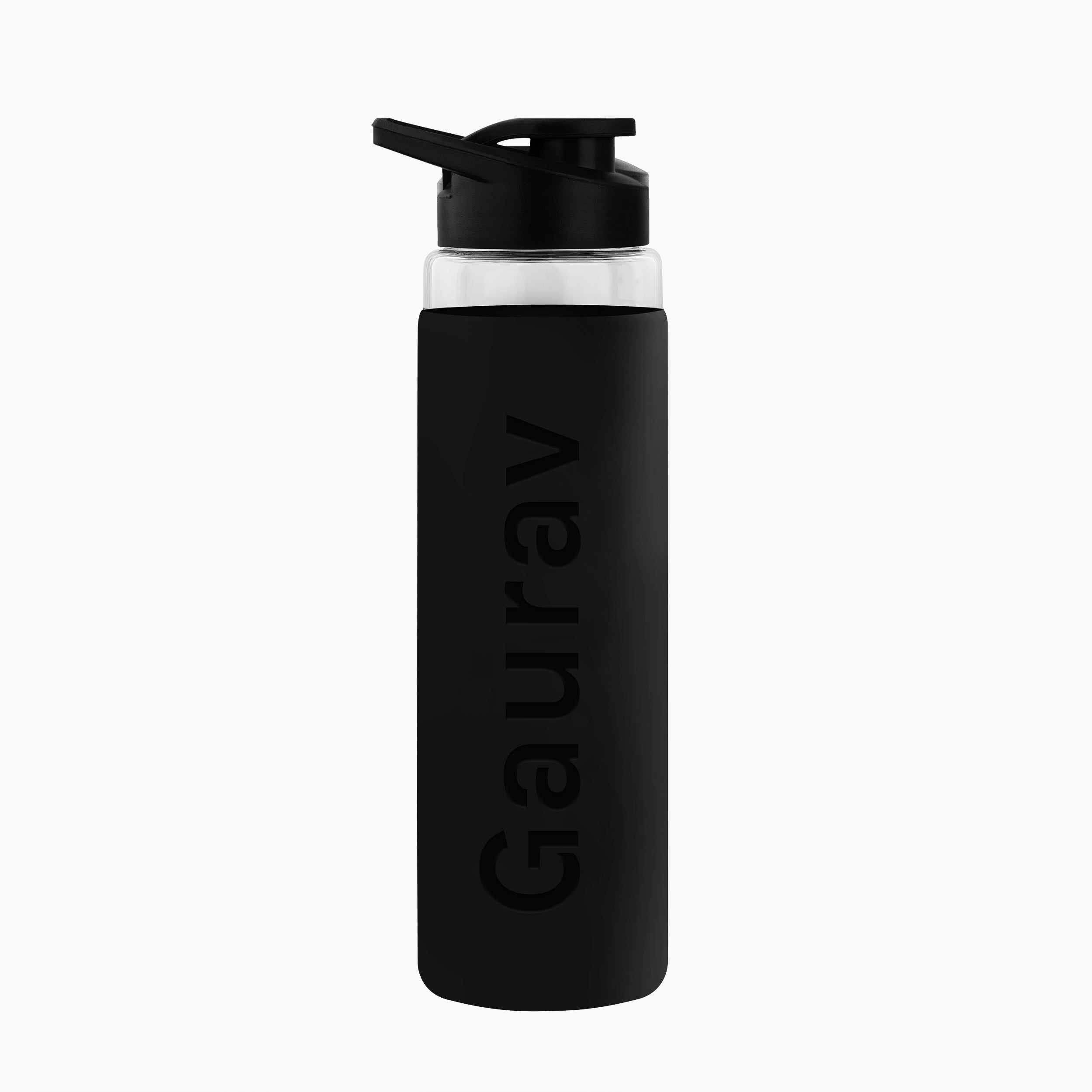 Personalized Pure Wrap Borosilicate Sipper Bottle - Black