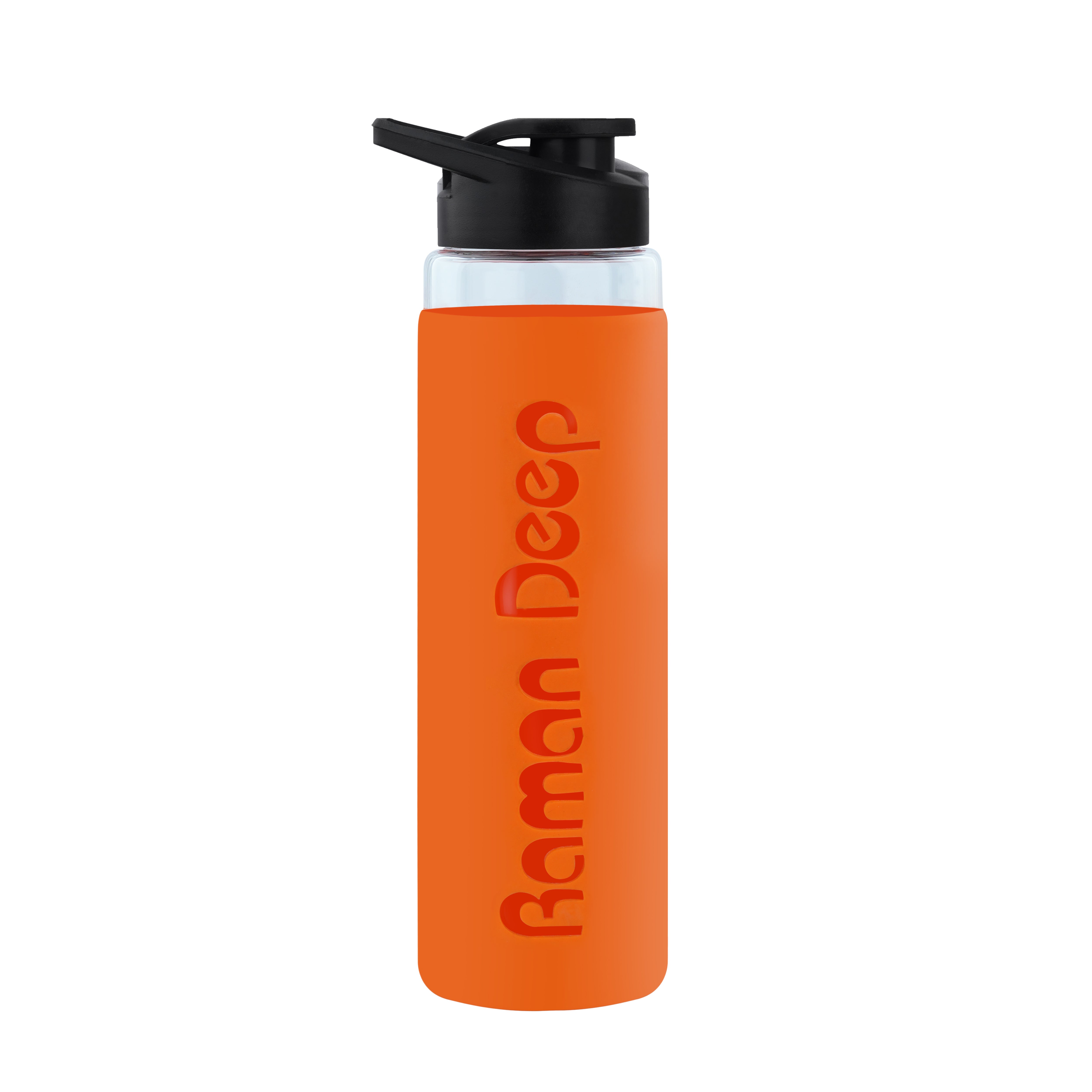 Personalized Pure Wrap Borosilicate Sipper Bottle - Orange