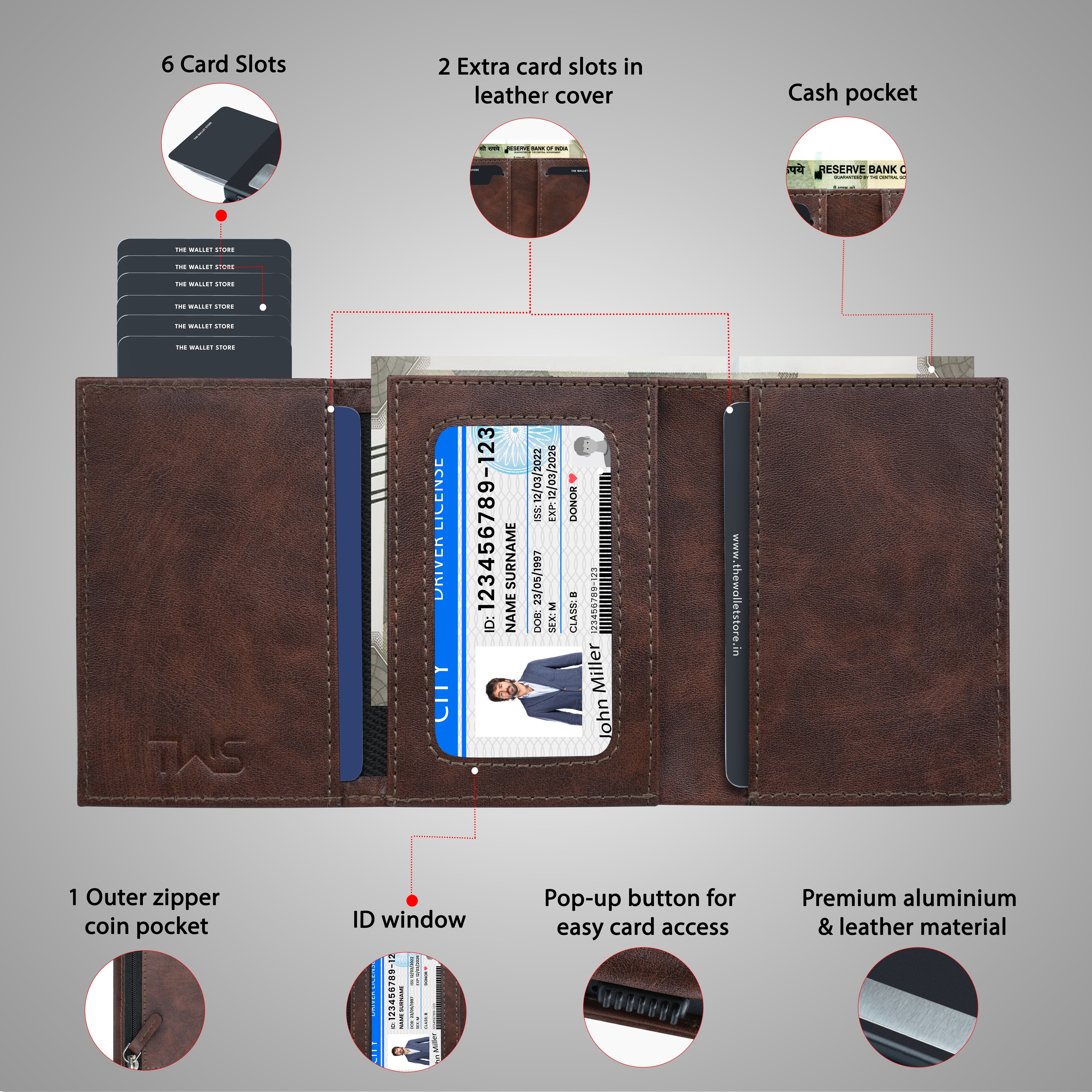 Defender RFID Protected Wallet Cardholder - Brown