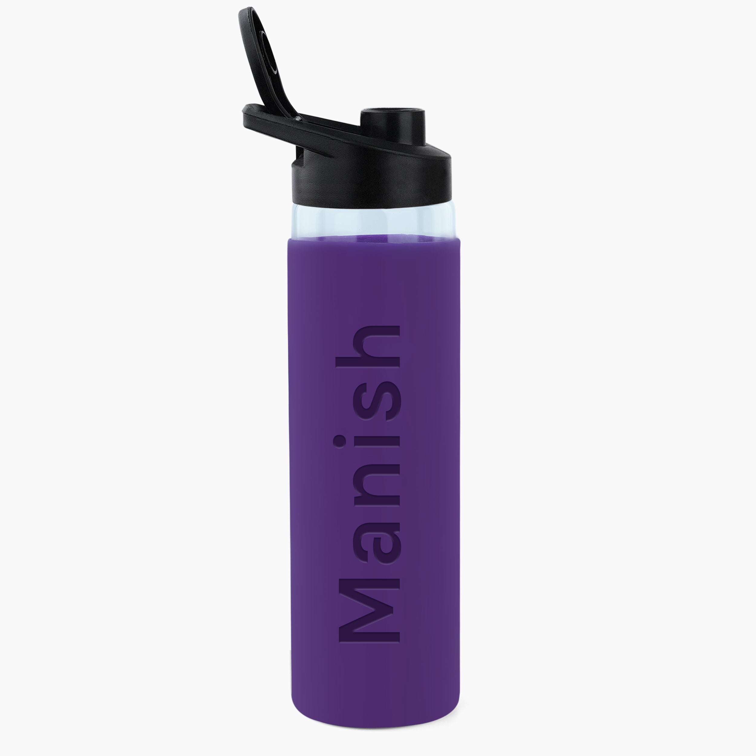 Personalized Pure Wrap Borosilicate Sipper Bottle - Purple