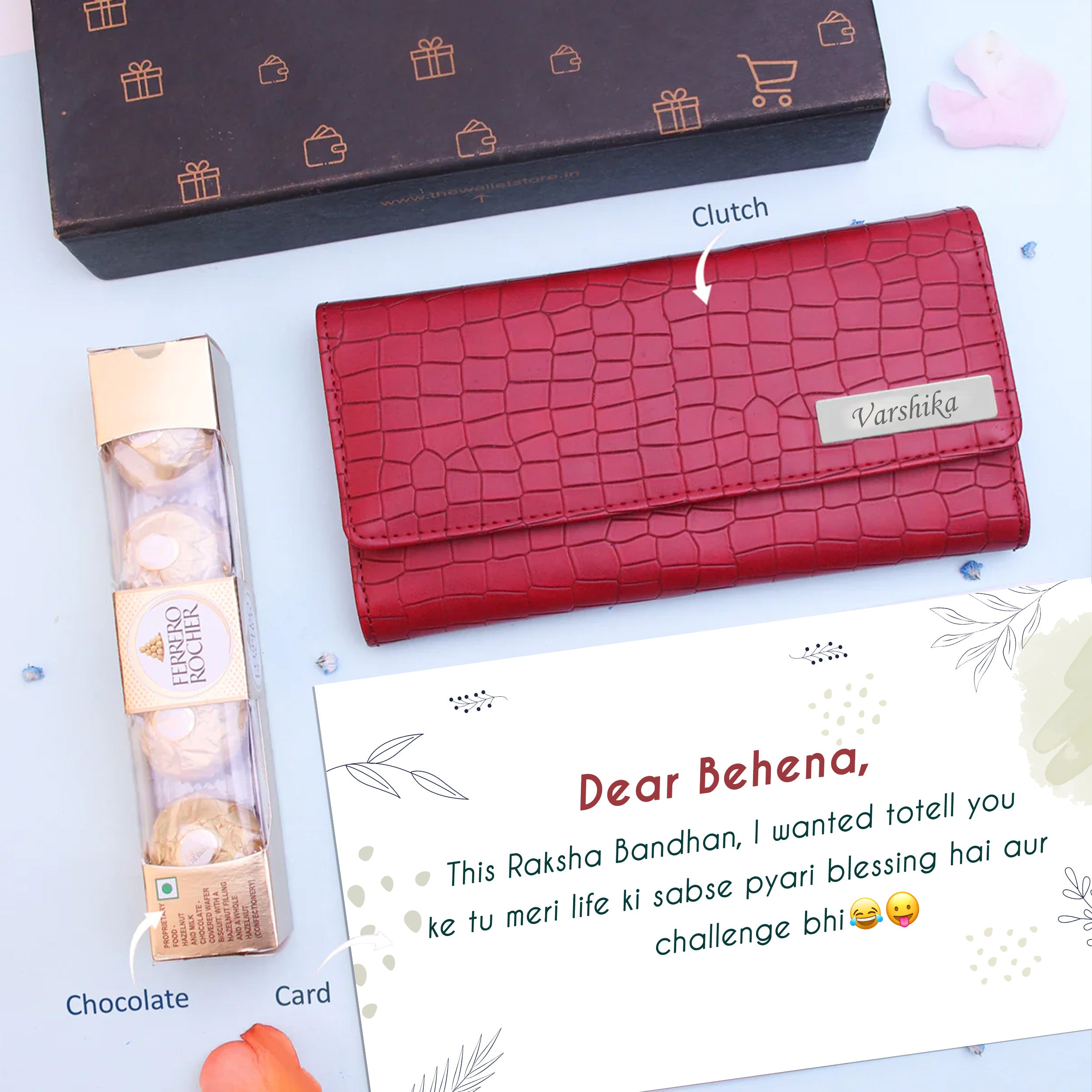 Personalized Brick Style Clutch & Chocolate Gift Set