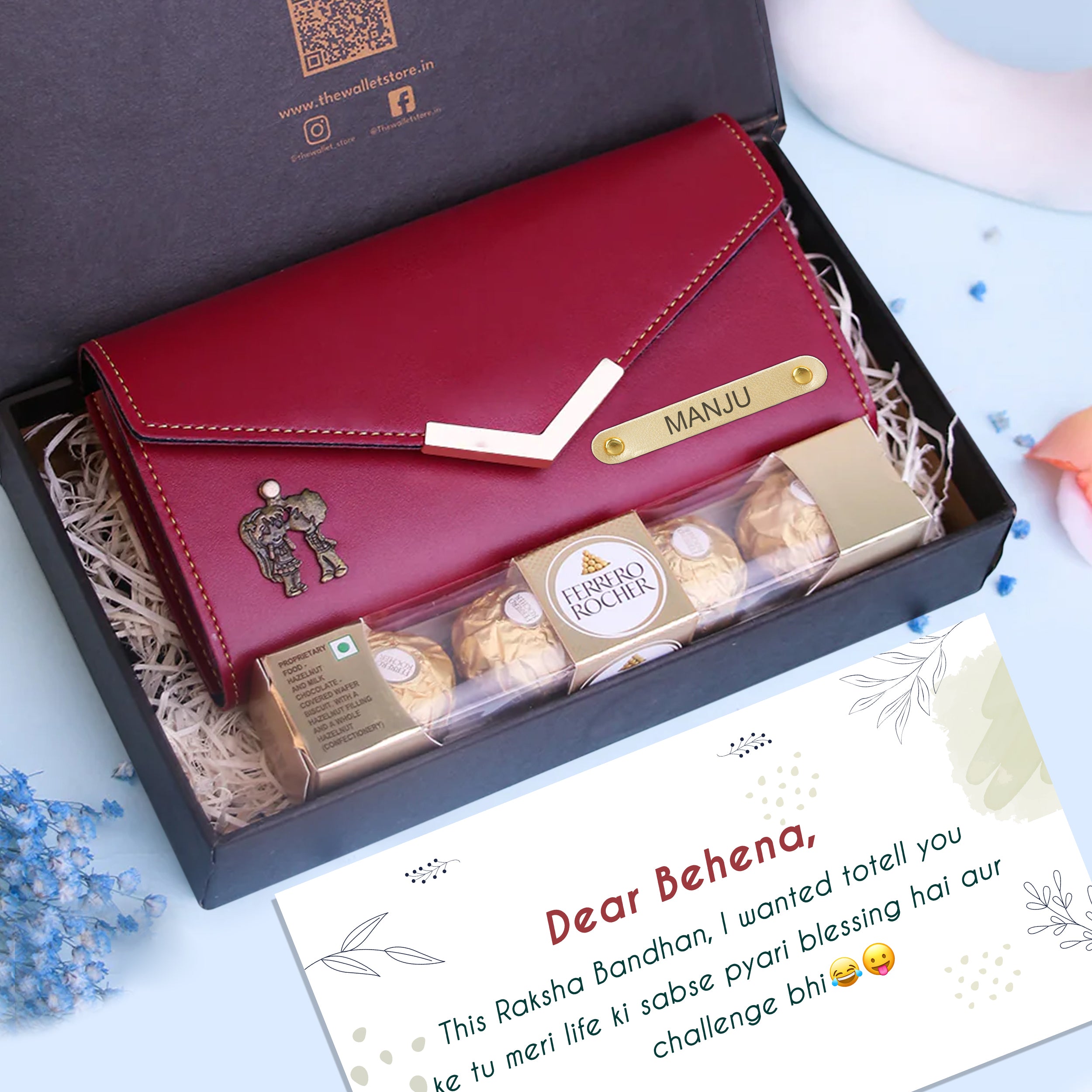 Personalized Premium Leather Clutch & Chocolate Gift Set