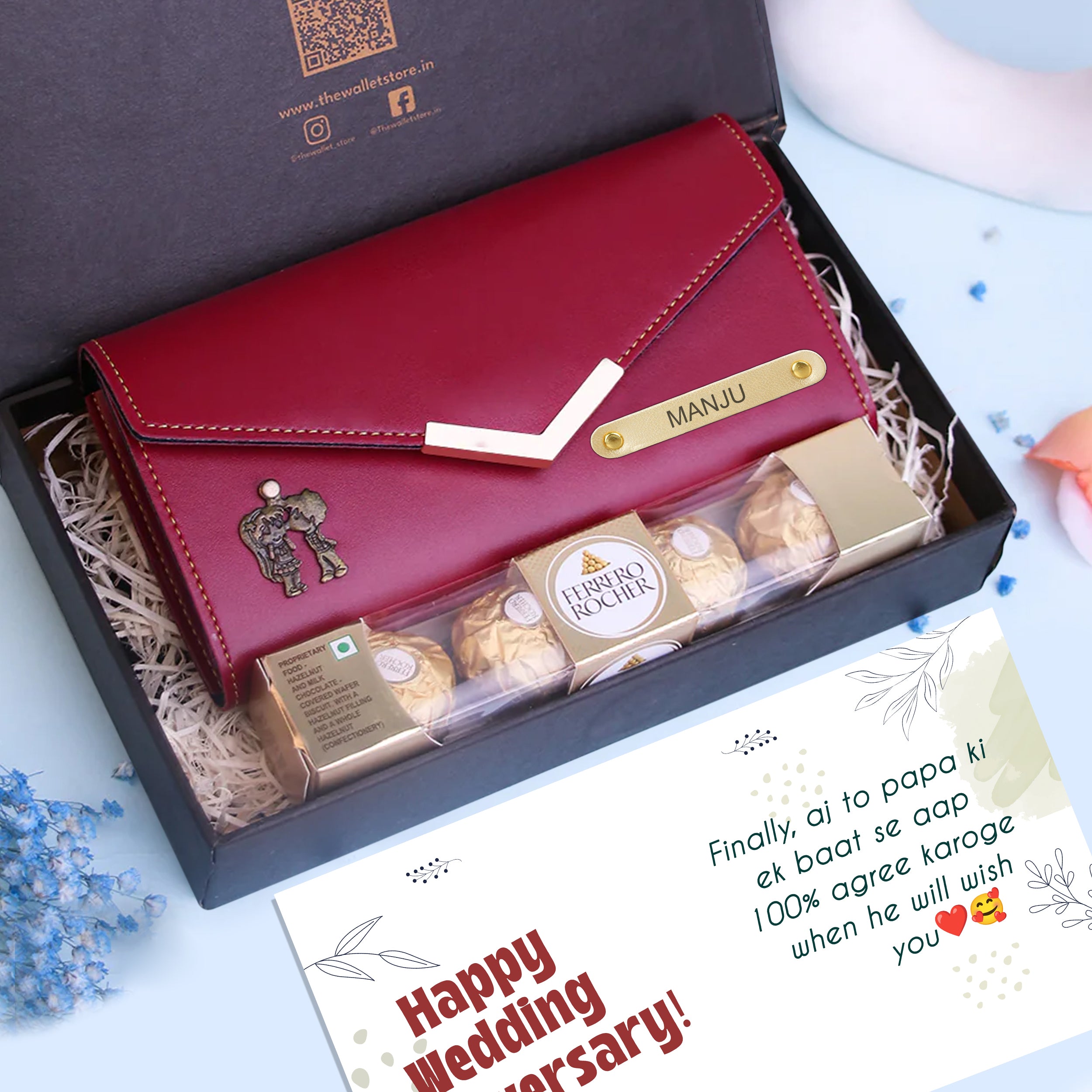 Personalized Premium Leather Clutch & Chocolate Gift Set