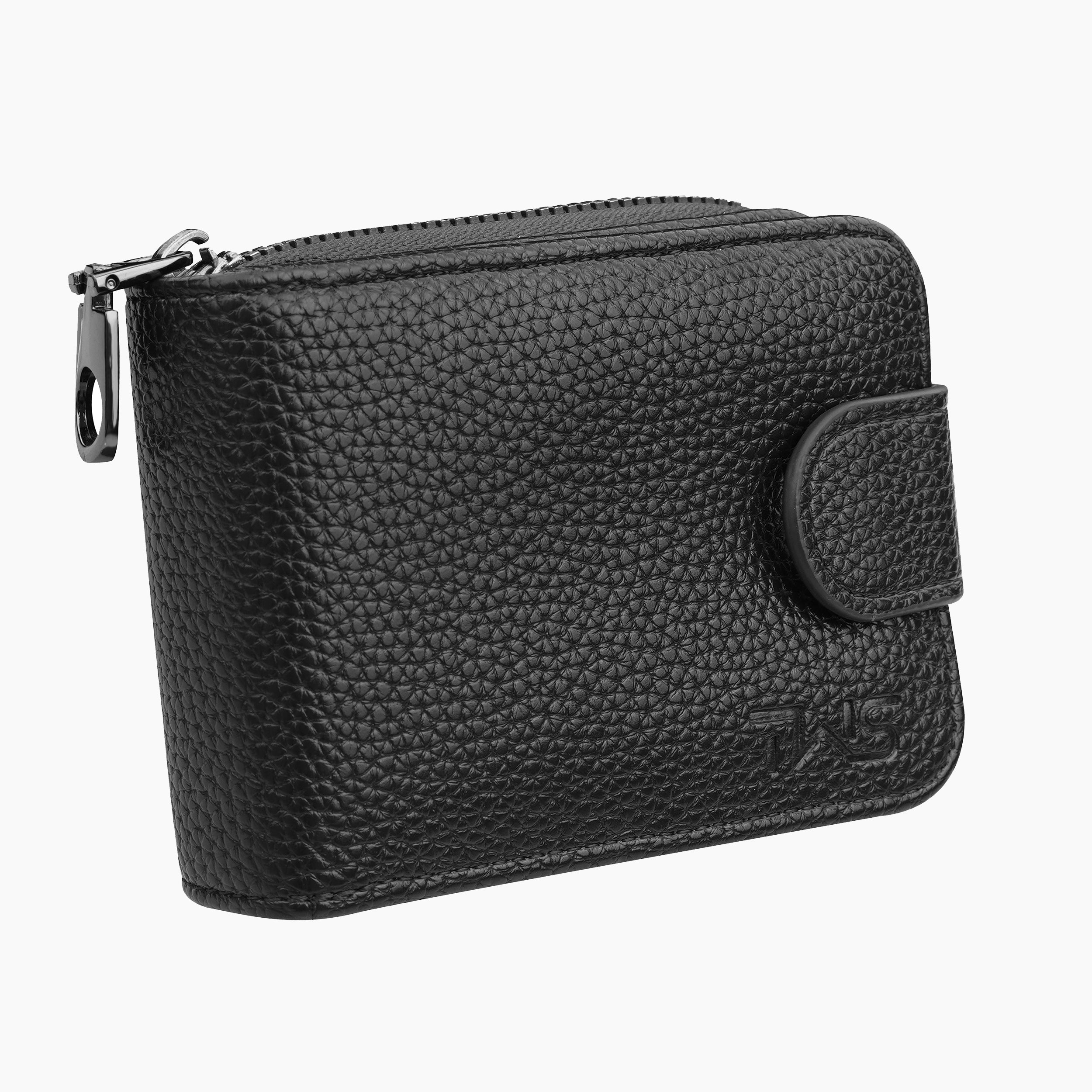 Harmony Leather Zipper Wallet For Men - Black