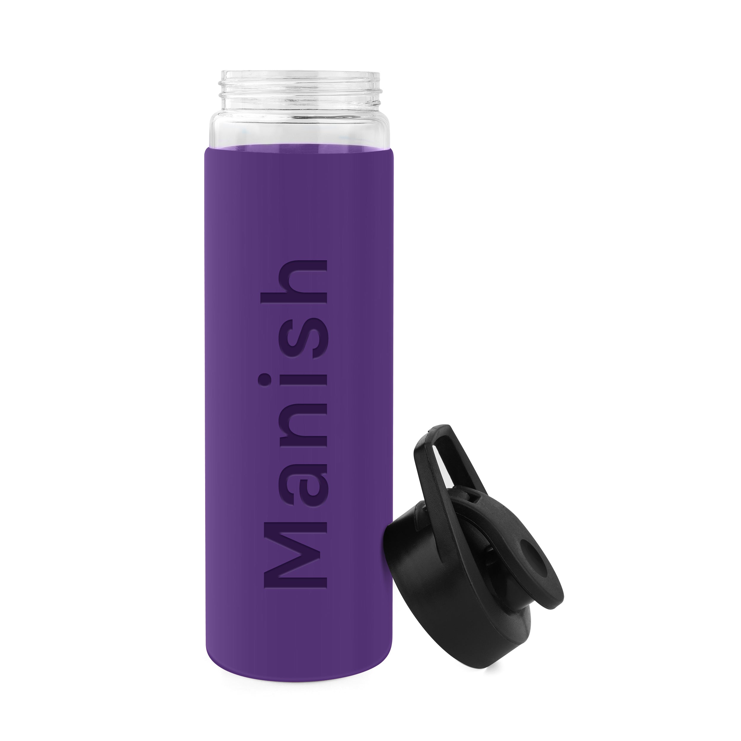 Personalized Pure Wrap Borosilicate Sipper Bottle - Purple