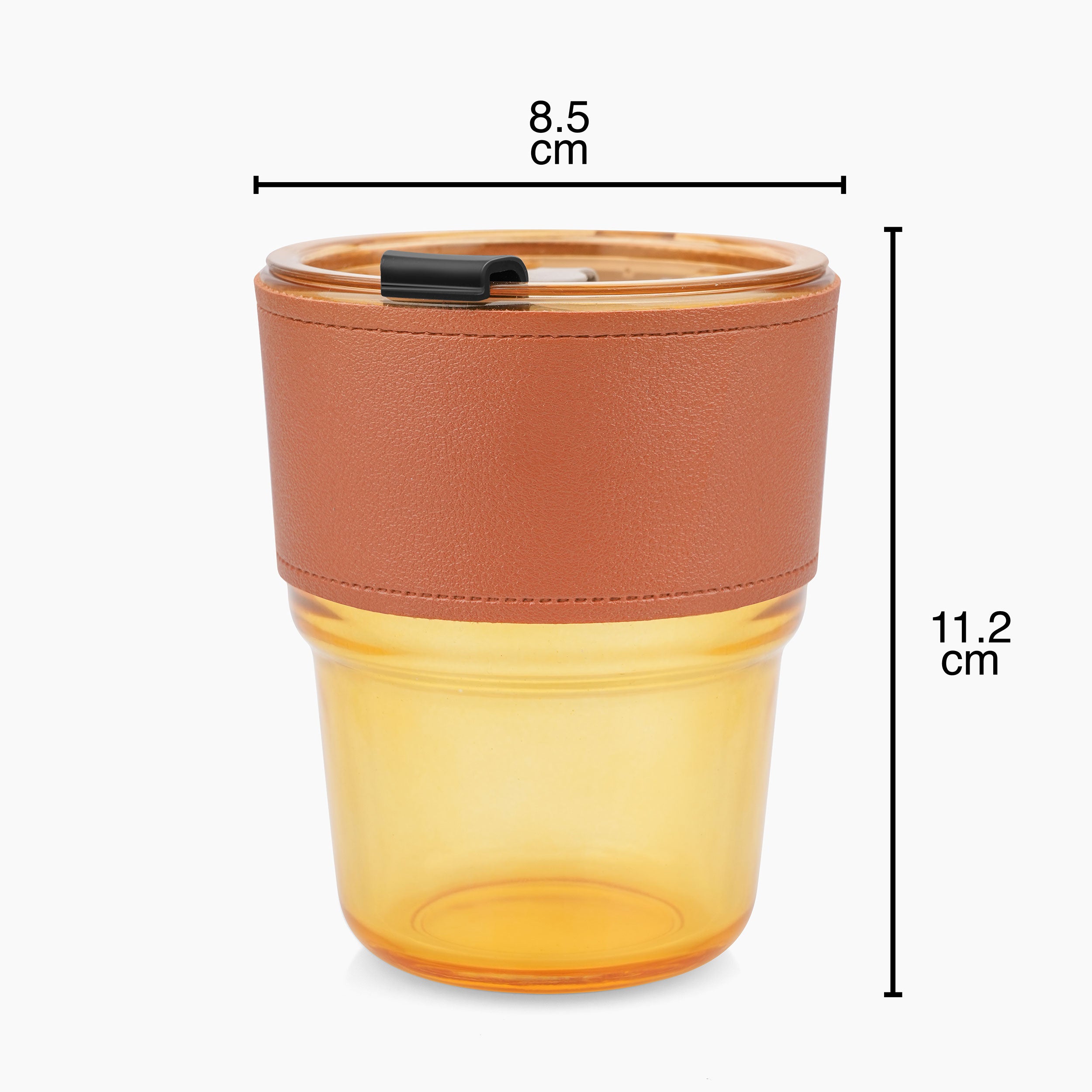 Borosilicate Glass Tumbler With Straw & Leather Sleeve