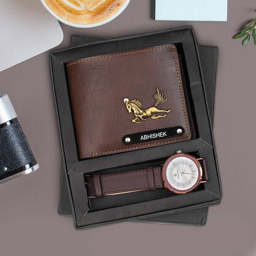 Relish Gift Combo Box of Men's Black Analog Leather Strap Watch, Long  Lasting Perfume and Reversible