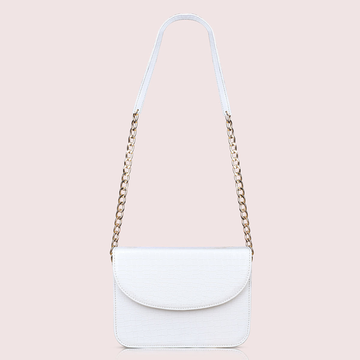 White leather sling online bag