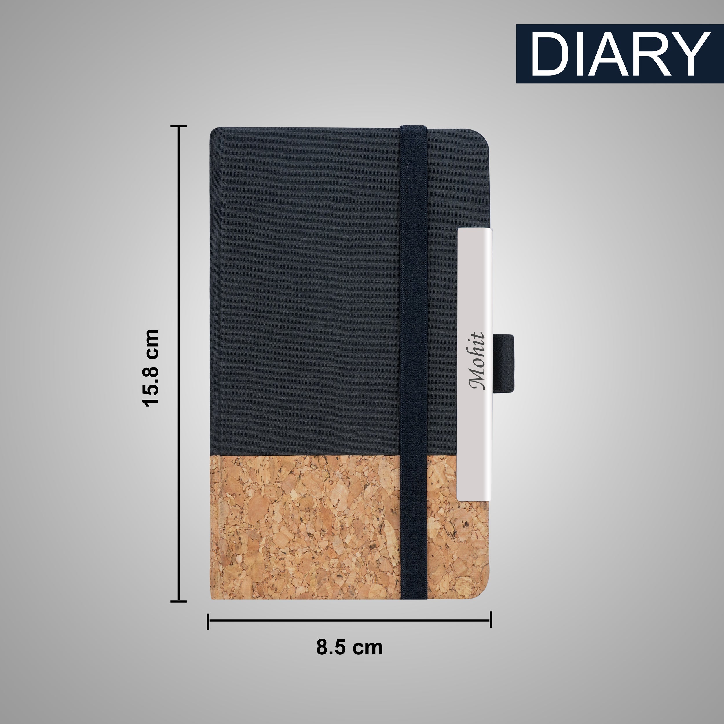 Personalized Dual-Tone Cork Mini Diary, Specs Case, Keychain & Pen Gift Set