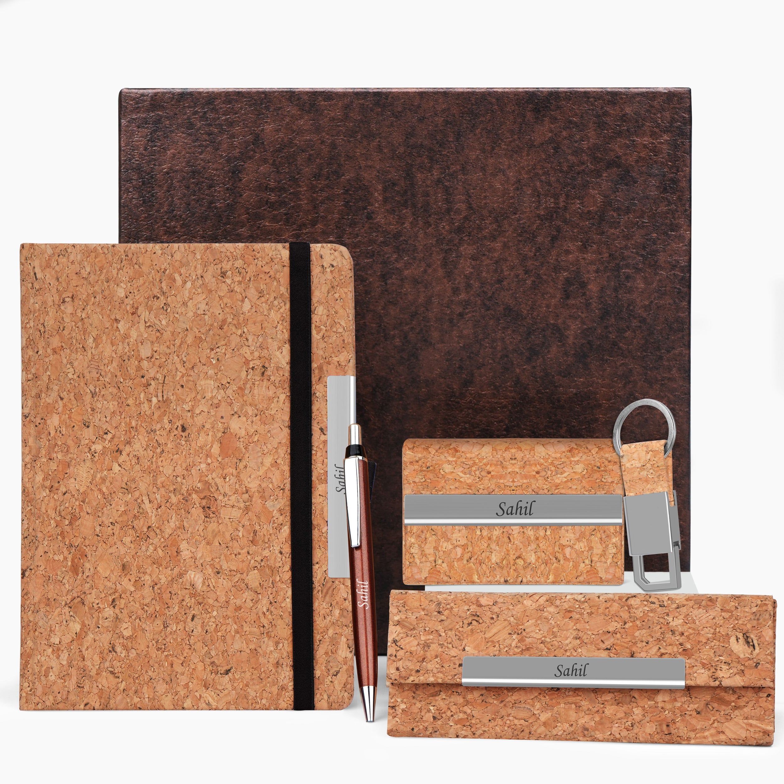 Personalized CorkMate Diary, Eyewear Case, Cardholder, Keychain & Pen Gift Set