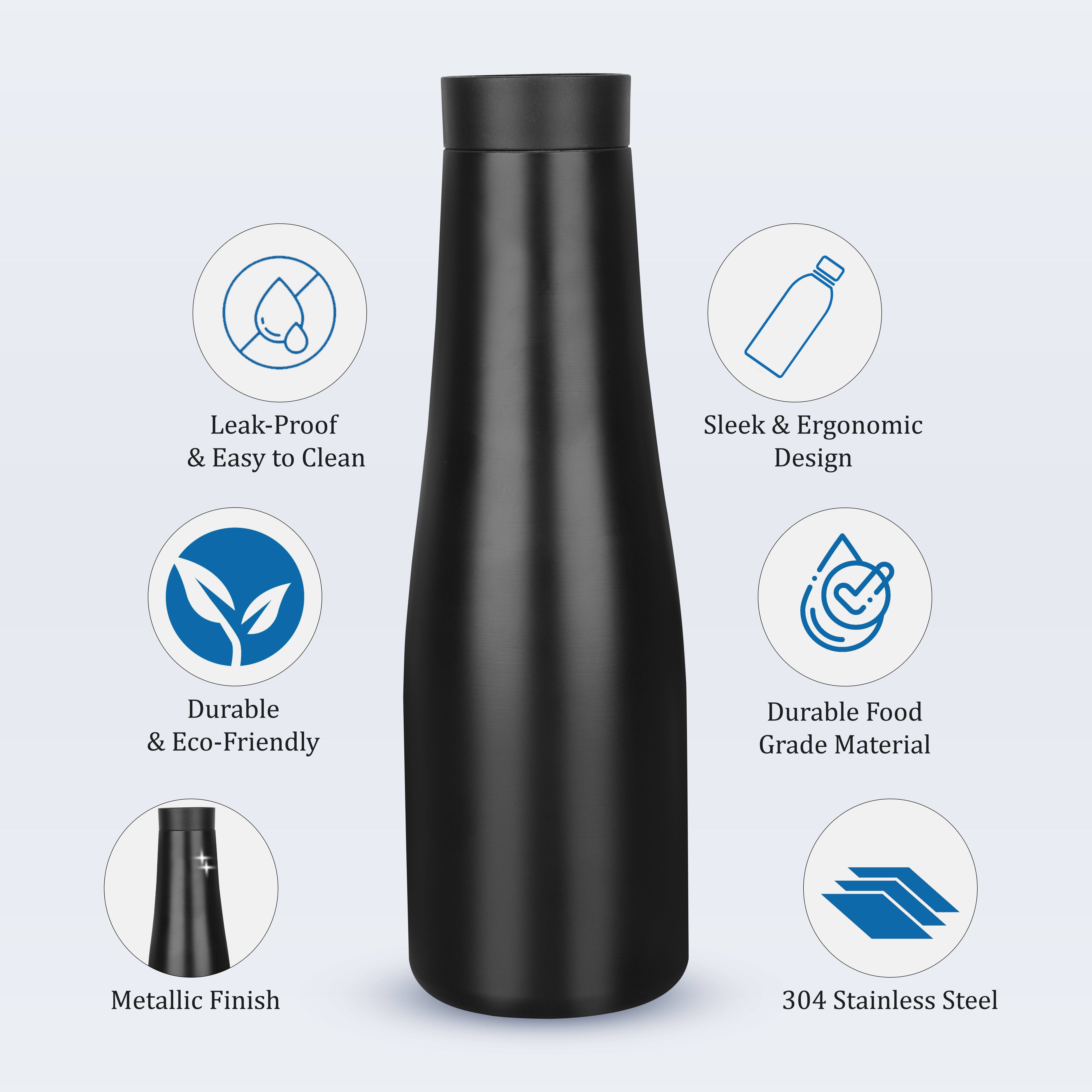 Stainless Steel Vacuum Insulated Thermos Water Bottle With Push Button Open Lid