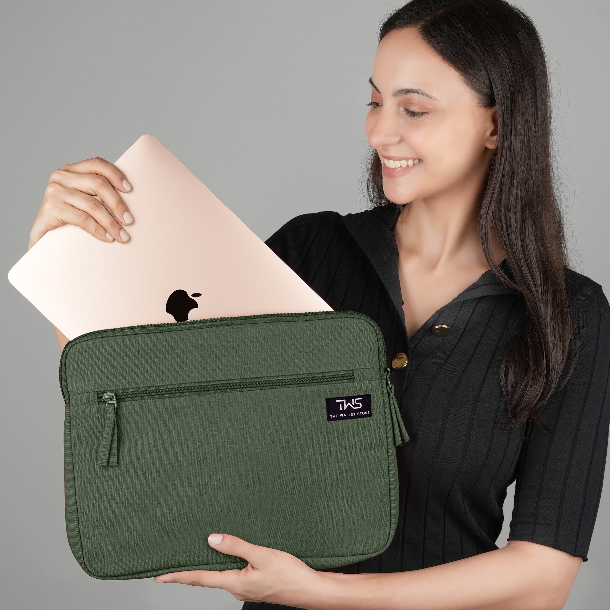 Sleek Guard Canvas Laptop Sleeve - Olive