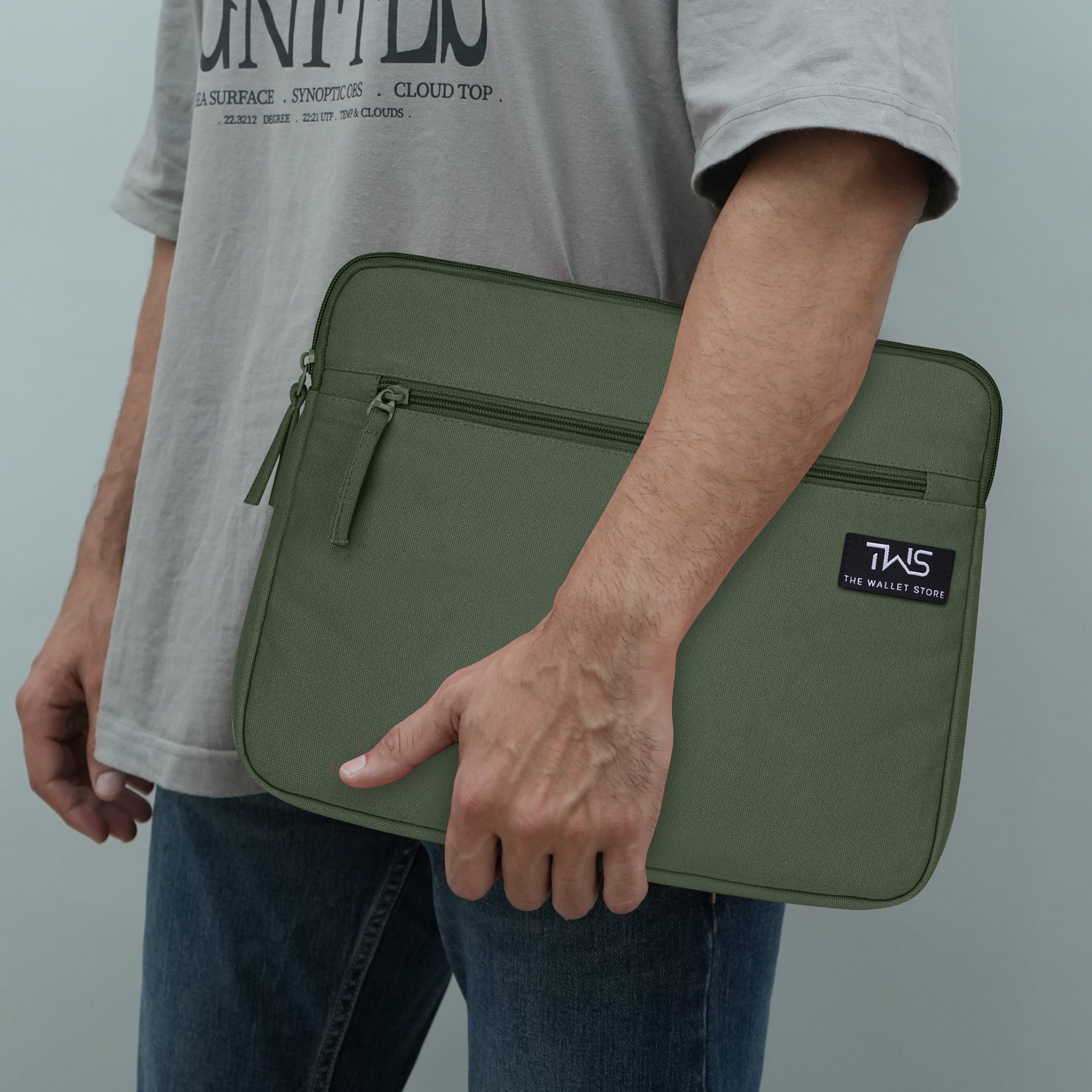 Sleek Guard Canvas Laptop Sleeve - Olive