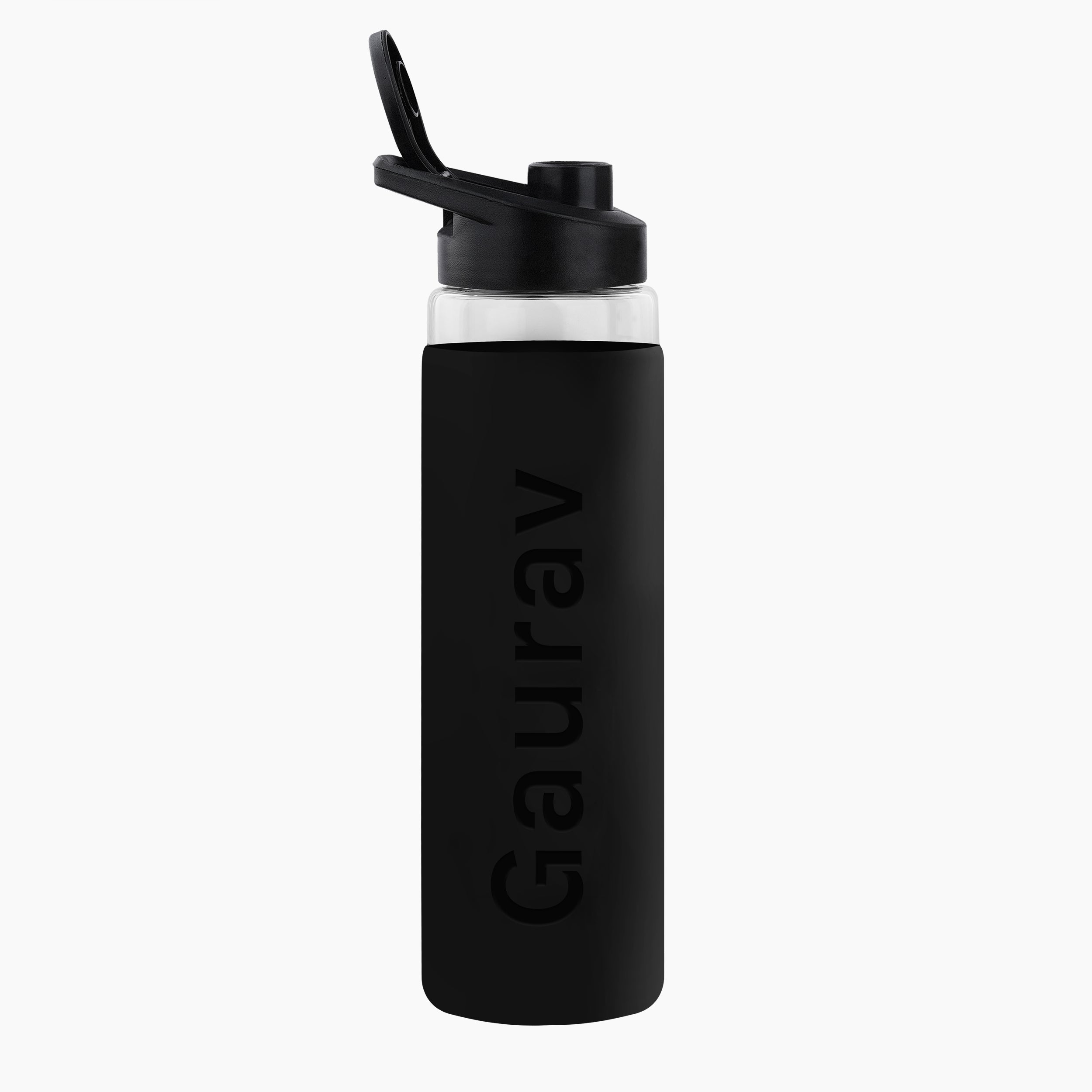 Personalized Pure Wrap Borosilicate Sipper Bottle - Black