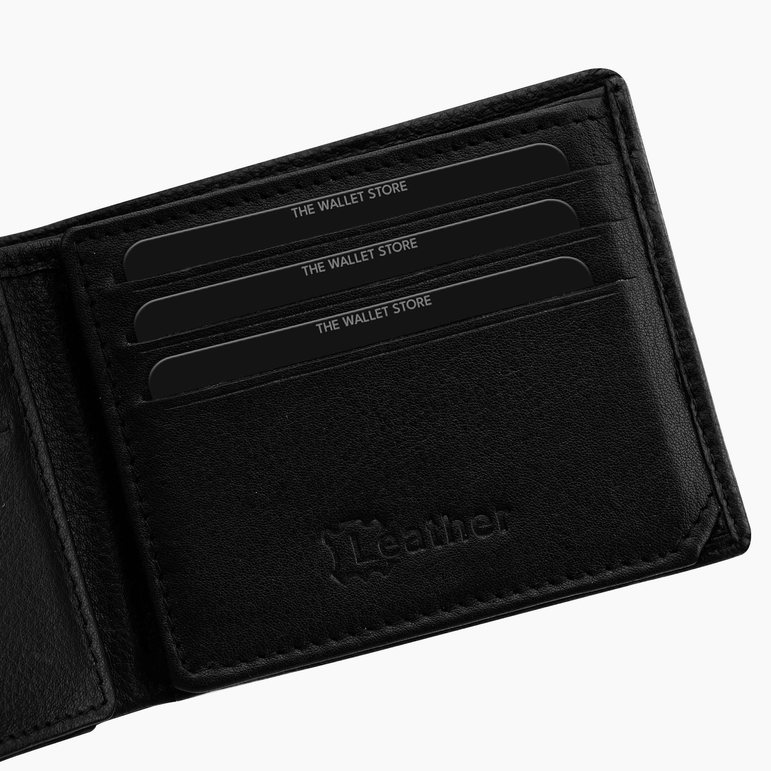 Pristine Textured Leather Wallet For Men - Black