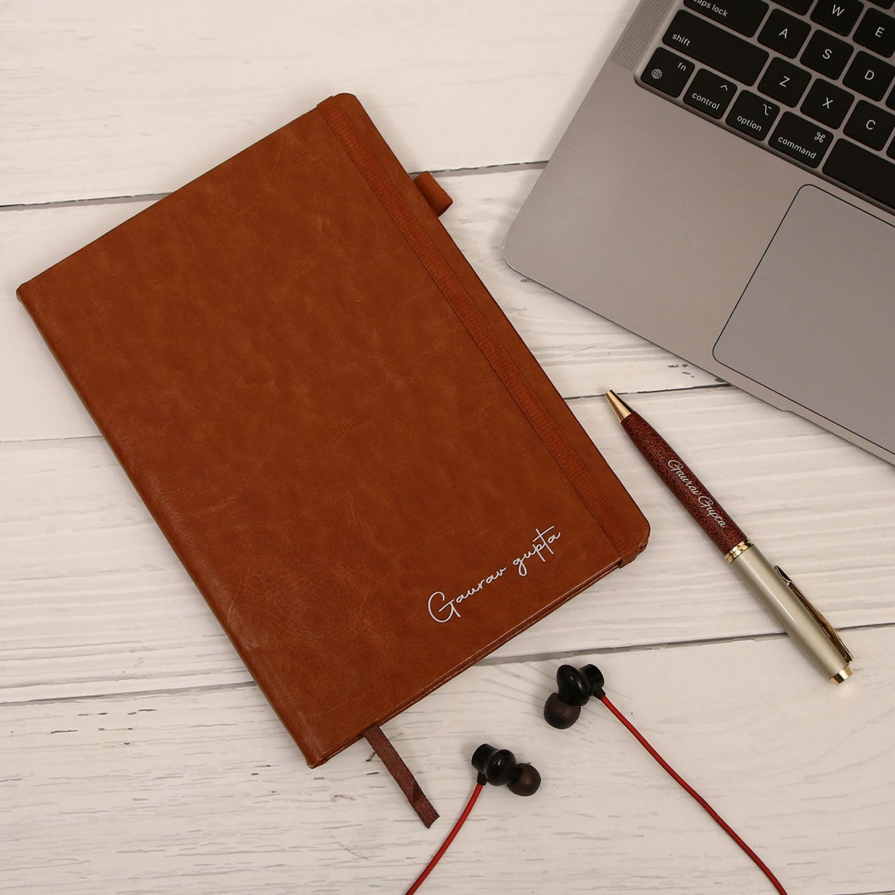 Personalized Brown Diary With Pen Combo