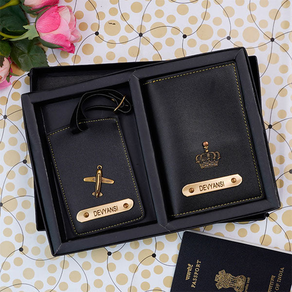 Buy Monogram Passport Cover and Luggage Tag Personalised Passport Online in  India 